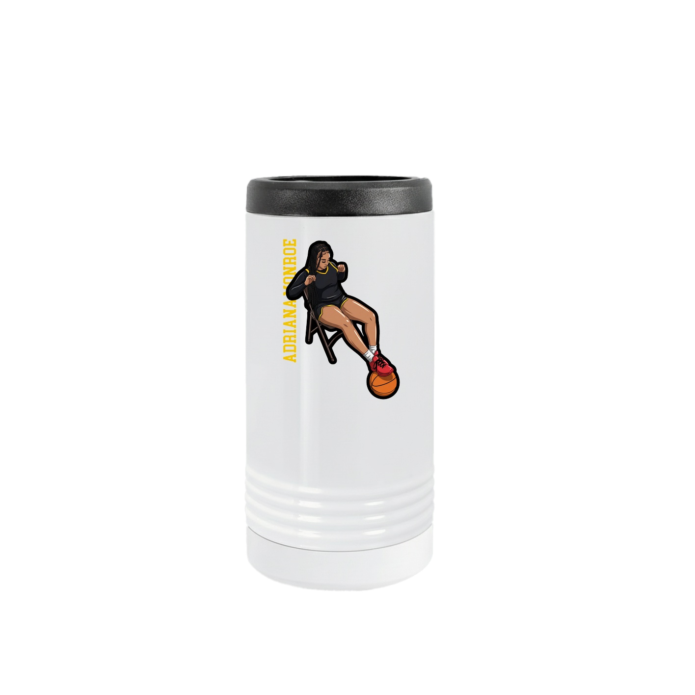 Slim Beverage Holder — Name Vertical in White