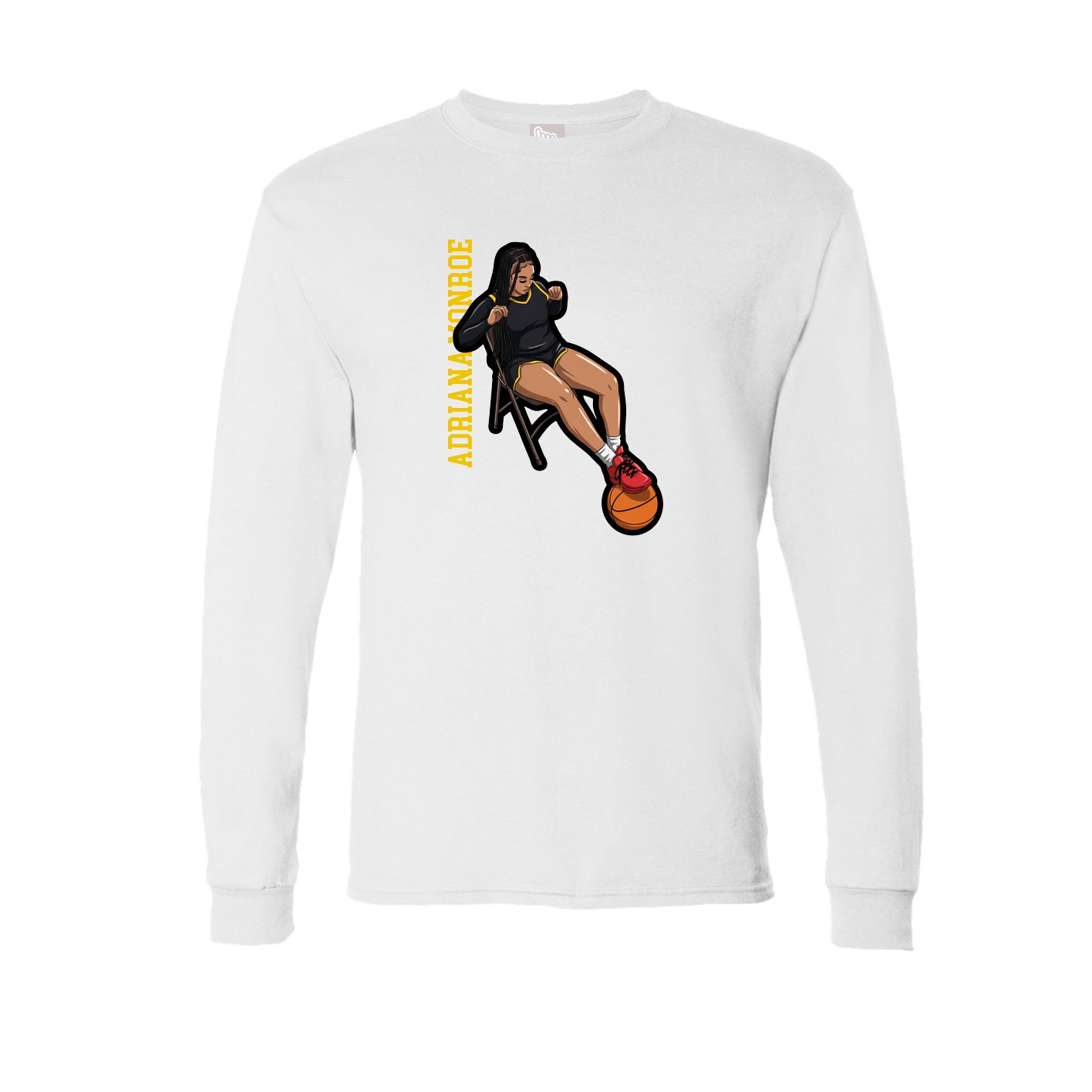 Long Sleeve Tee — Name Vertical in White