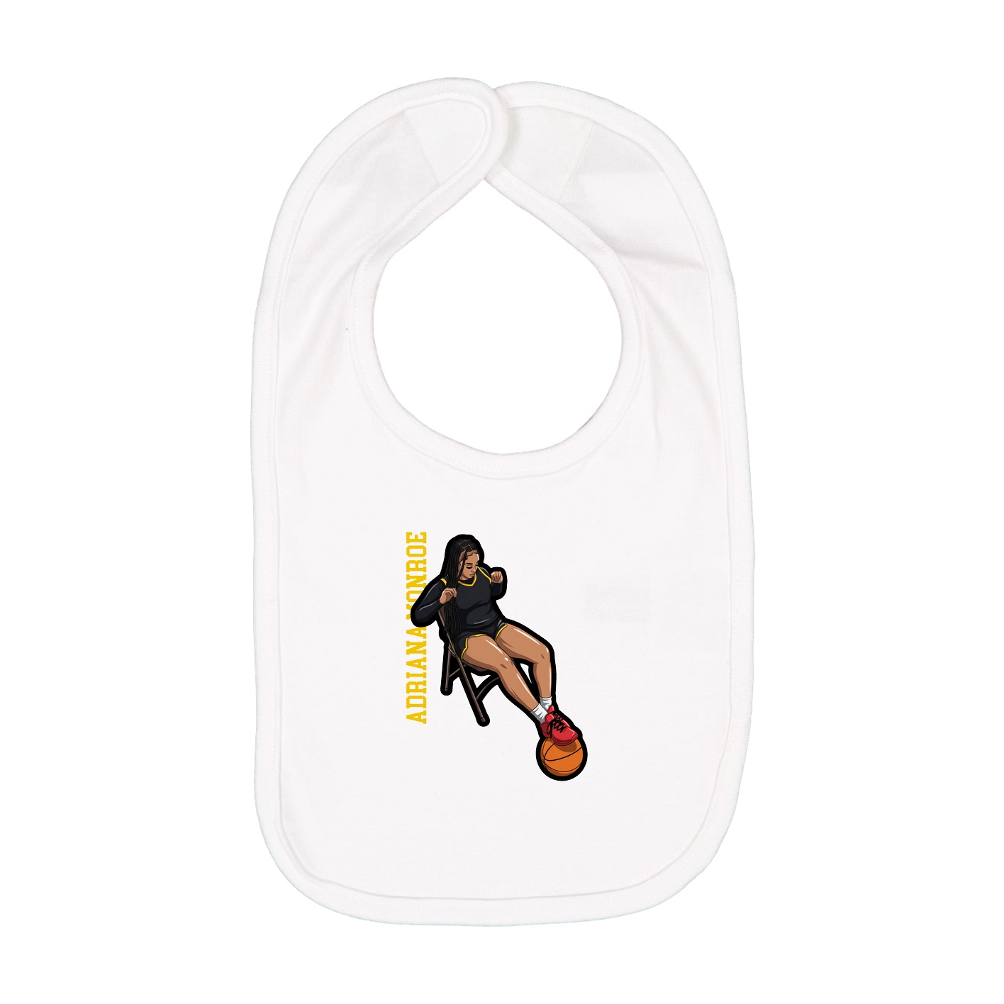 Infant Bib — Name Vertical in White