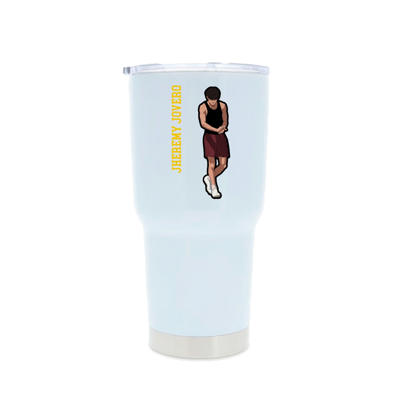30oz Stainless Steel Tumbler — Name Vertical in White