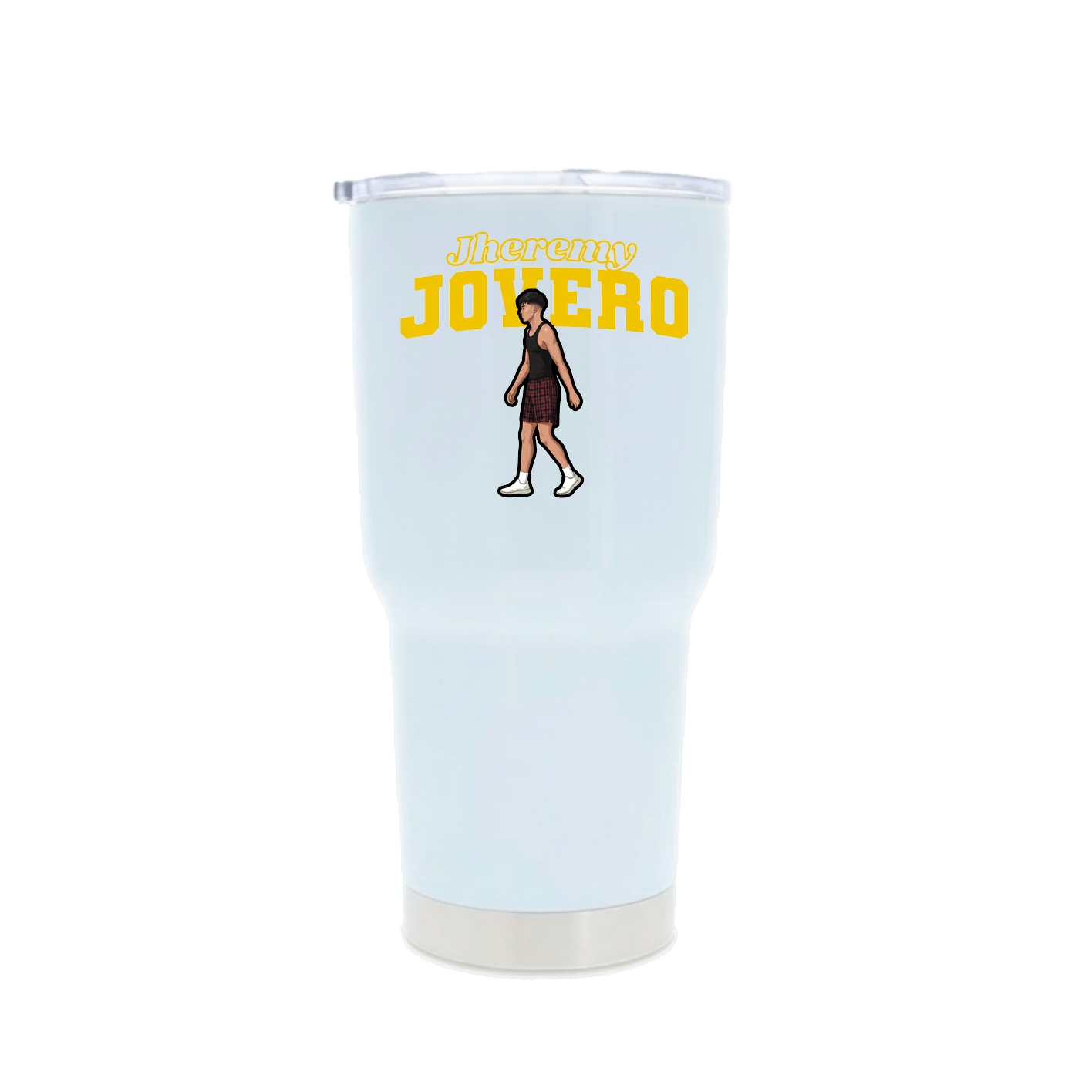 30oz Stainless Steel Tumbler — Name Arch in White