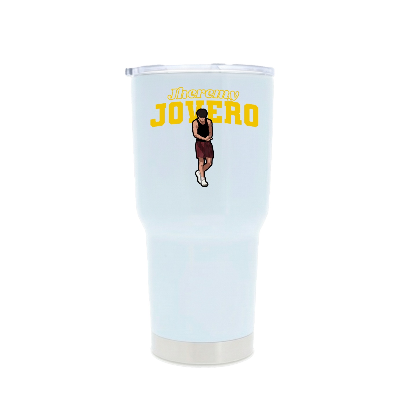 30oz Stainless Steel Tumbler — Name Arch in White