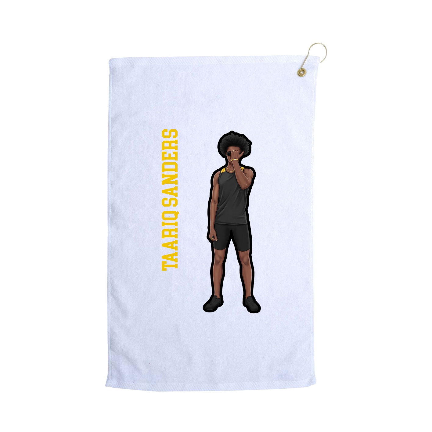 Golf Towel — Name Vertical in White