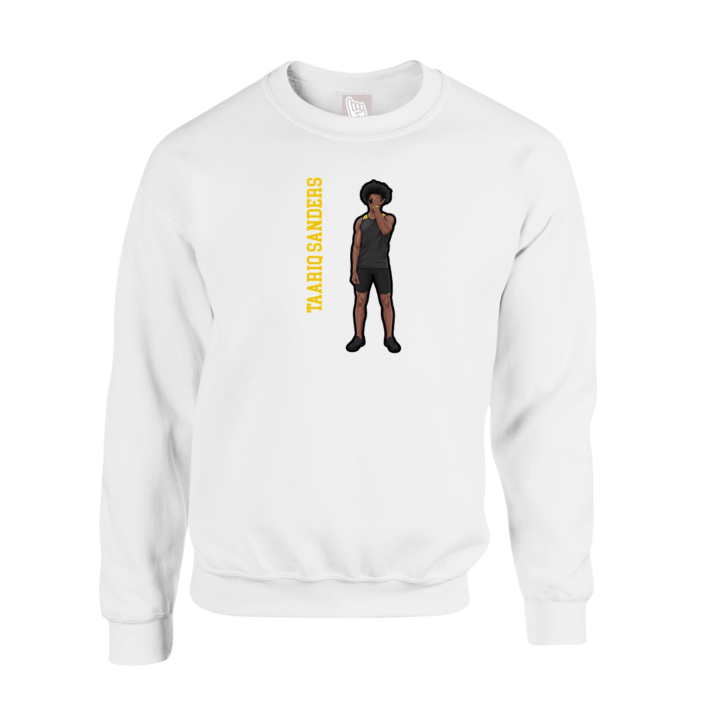 Fleece Crew — Name Vertical in White