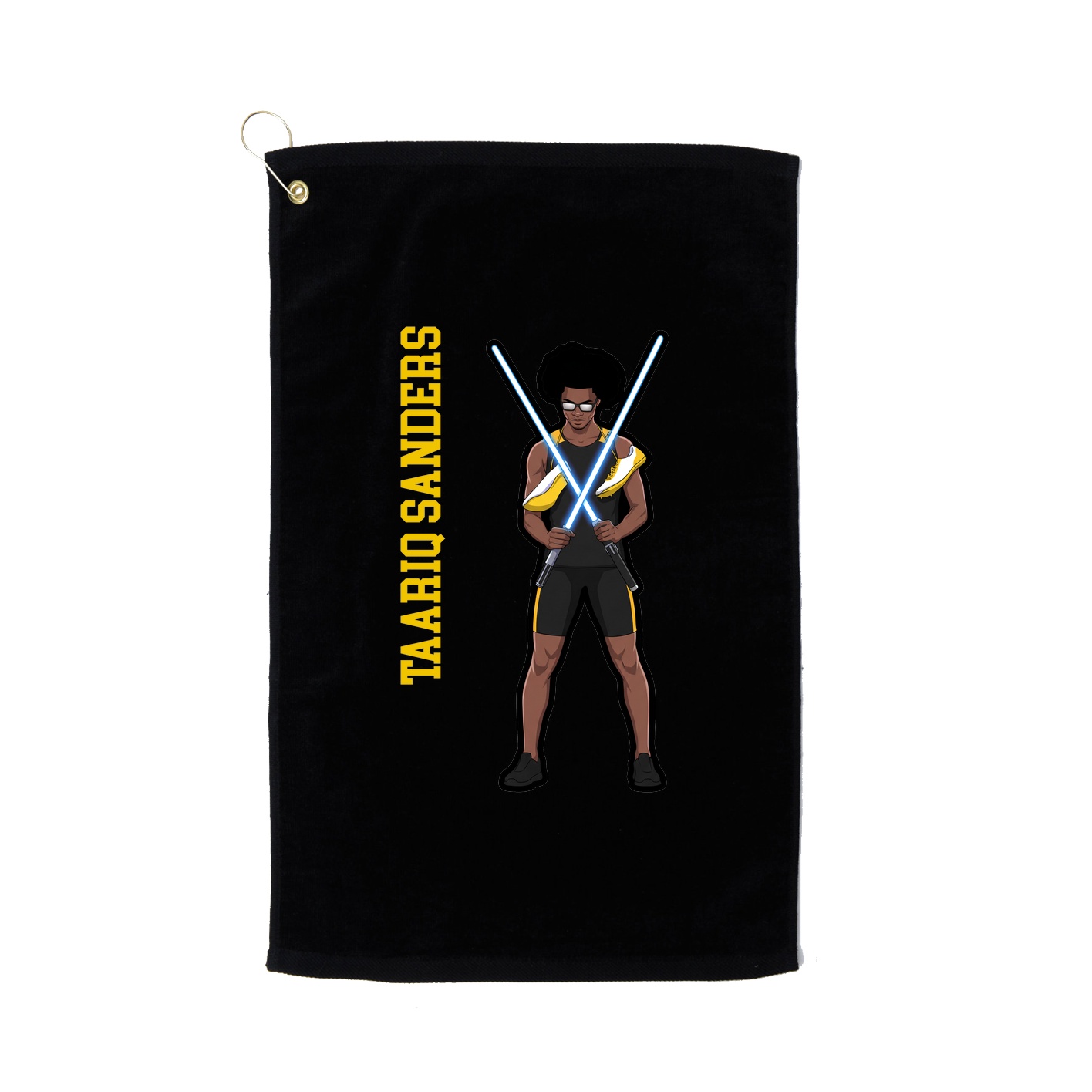 Golf Towel — Name Vertical in Black