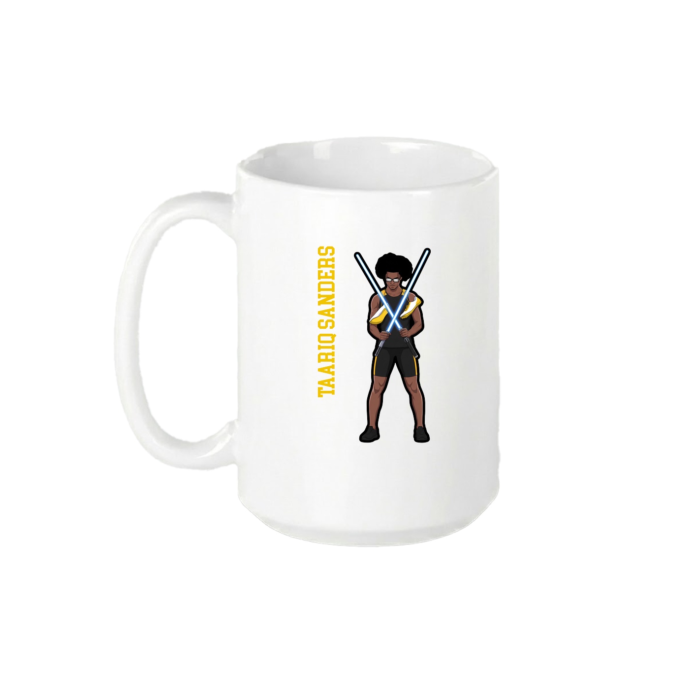 15oz Coffee Mug — Name Vertical in White