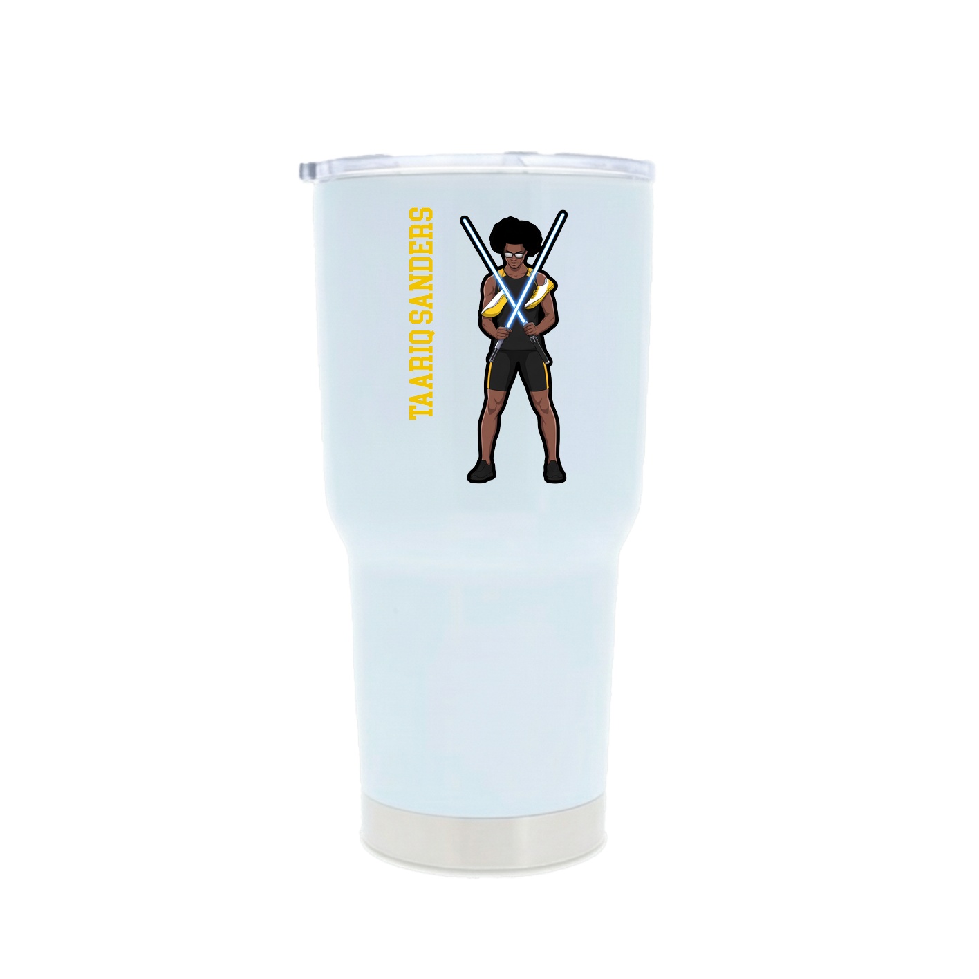30oz Stainless Steel Tumbler — Name Vertical in White