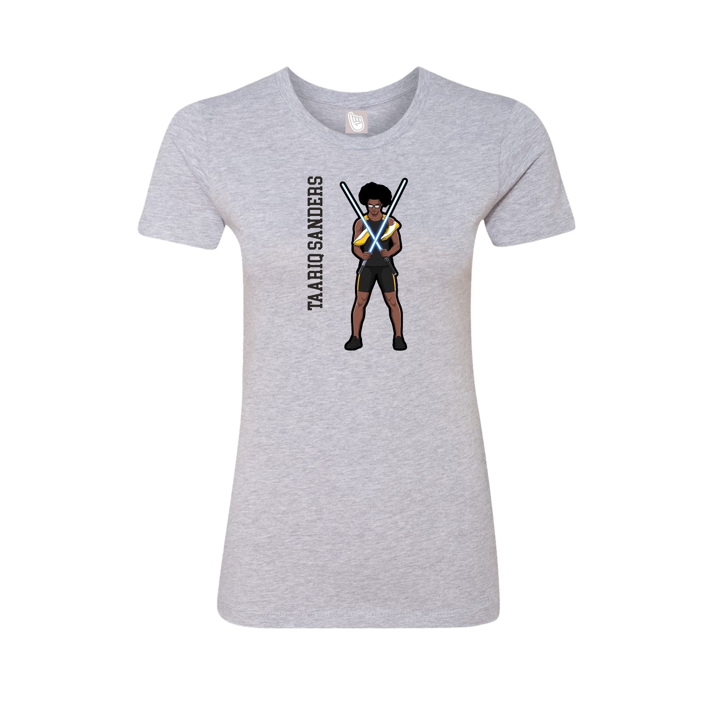 Womens Tee — Name Vertical in Grey