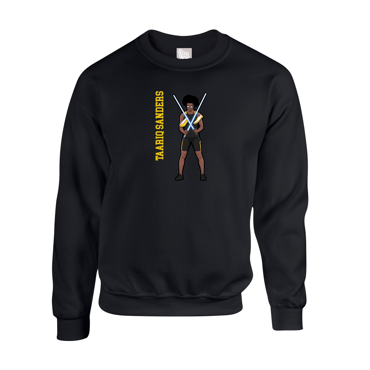 Fleece Crew — Name Vertical in Black