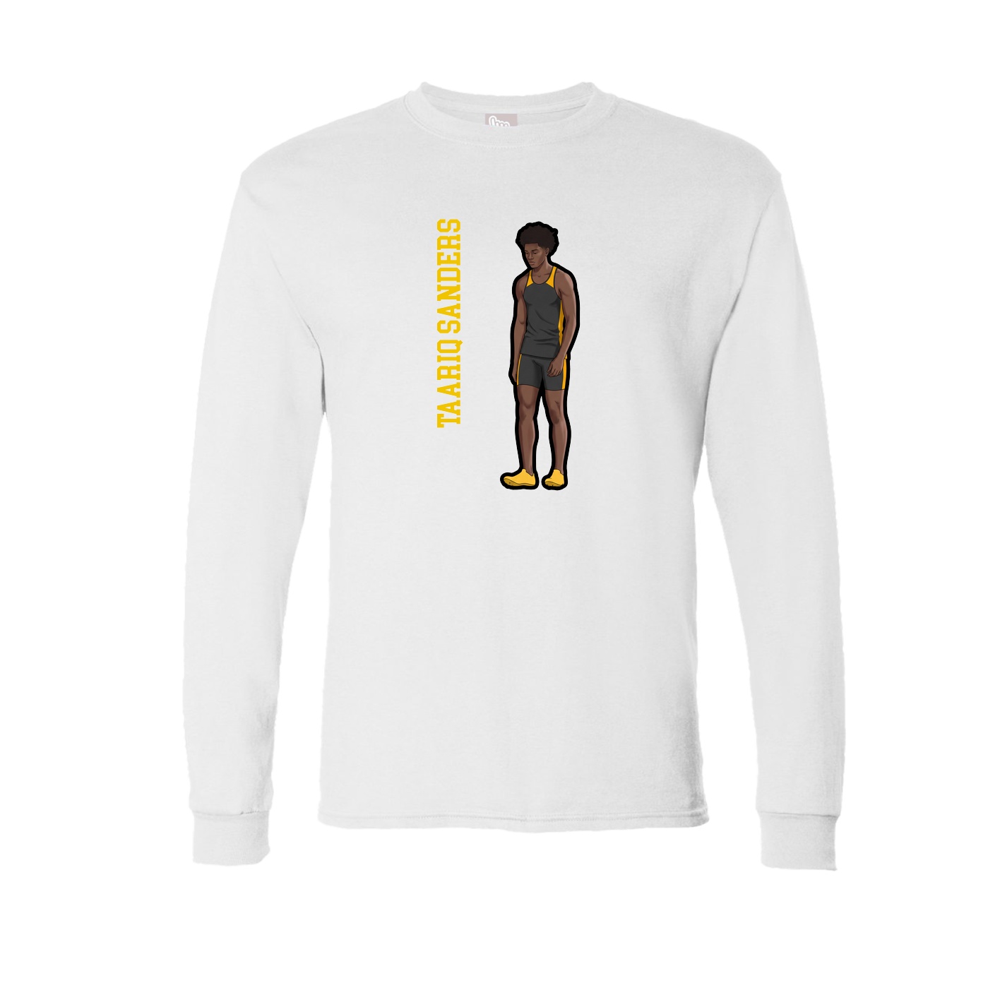 Long Sleeve Tee — Name Vertical in White