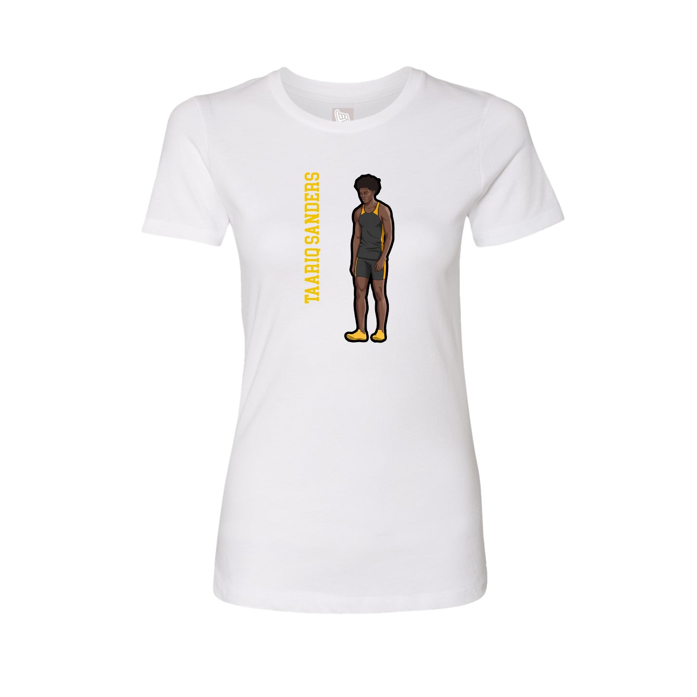 Womens Tee — Name Vertical in White