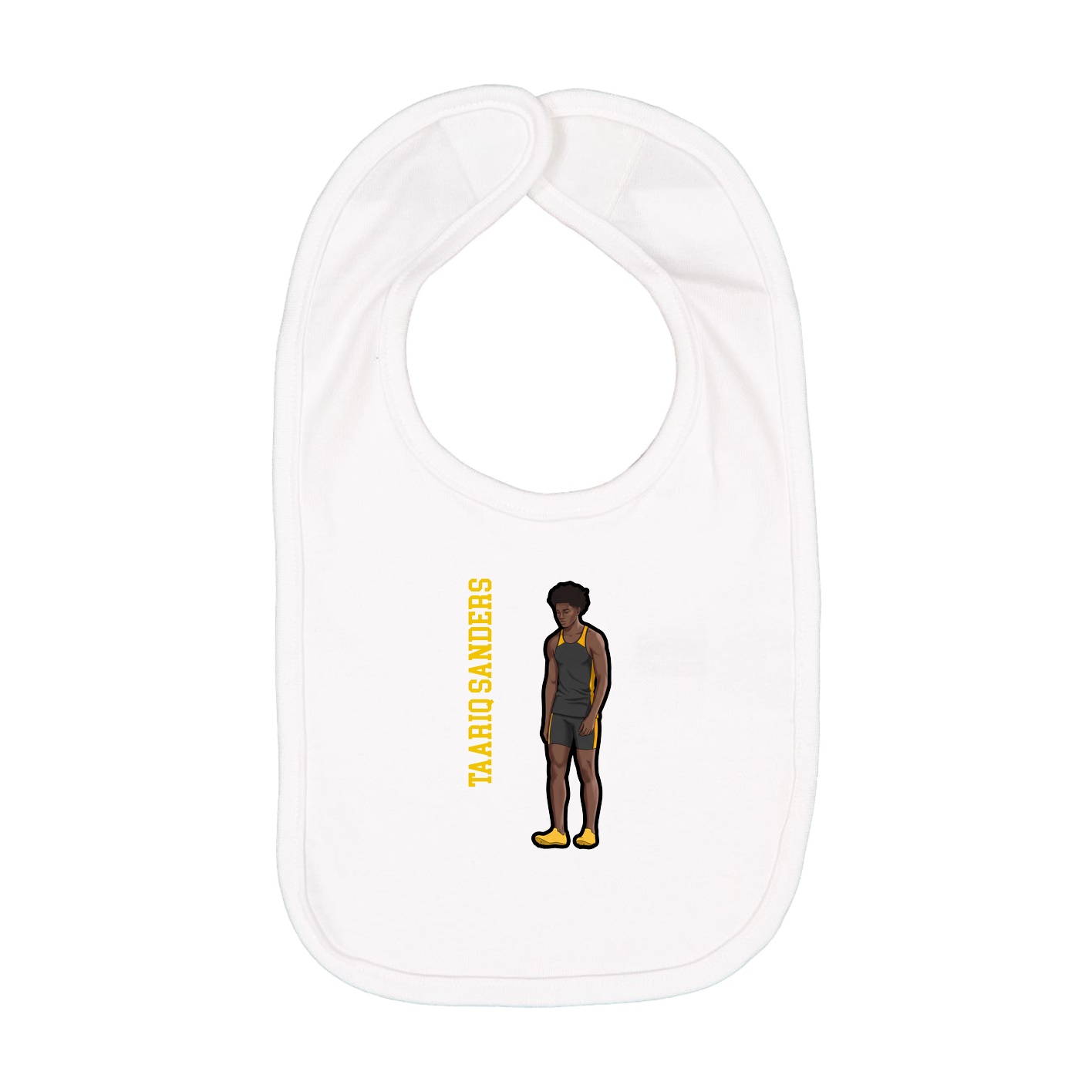 Infant Bib — Name Vertical in White