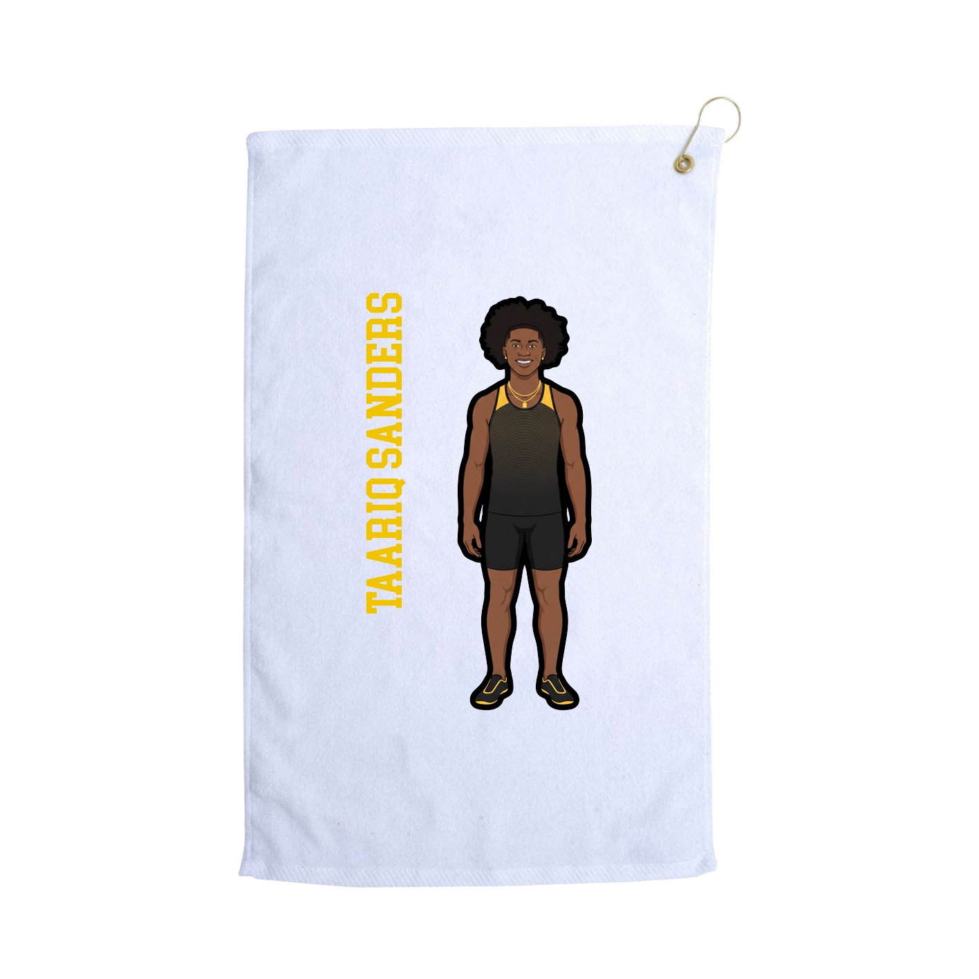 Golf Towel — Name Vertical in White