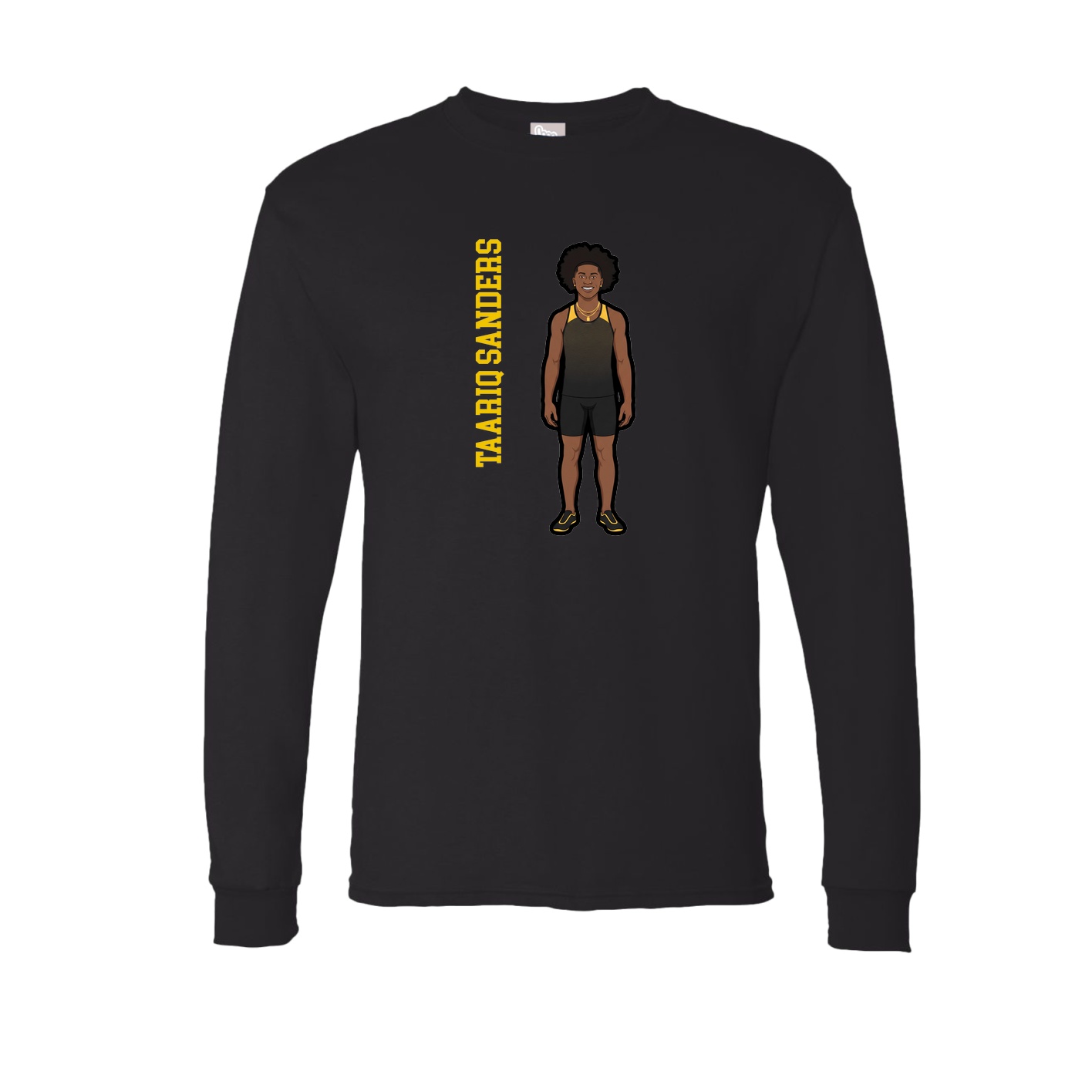 Long Sleeve Tee — Name Vertical in Black