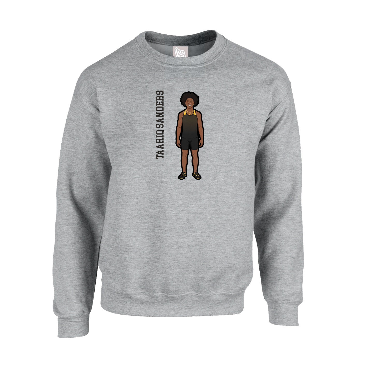 Fleece Crew — Name Vertical in Grey