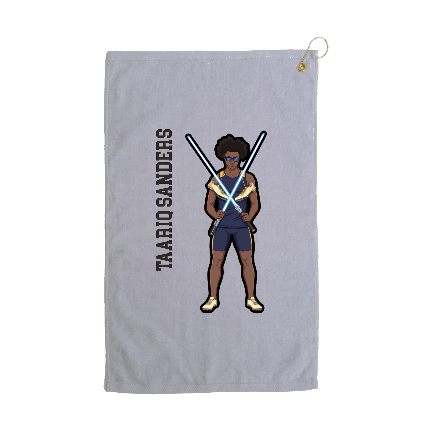 Golf Towel — Name Vertical in Grey