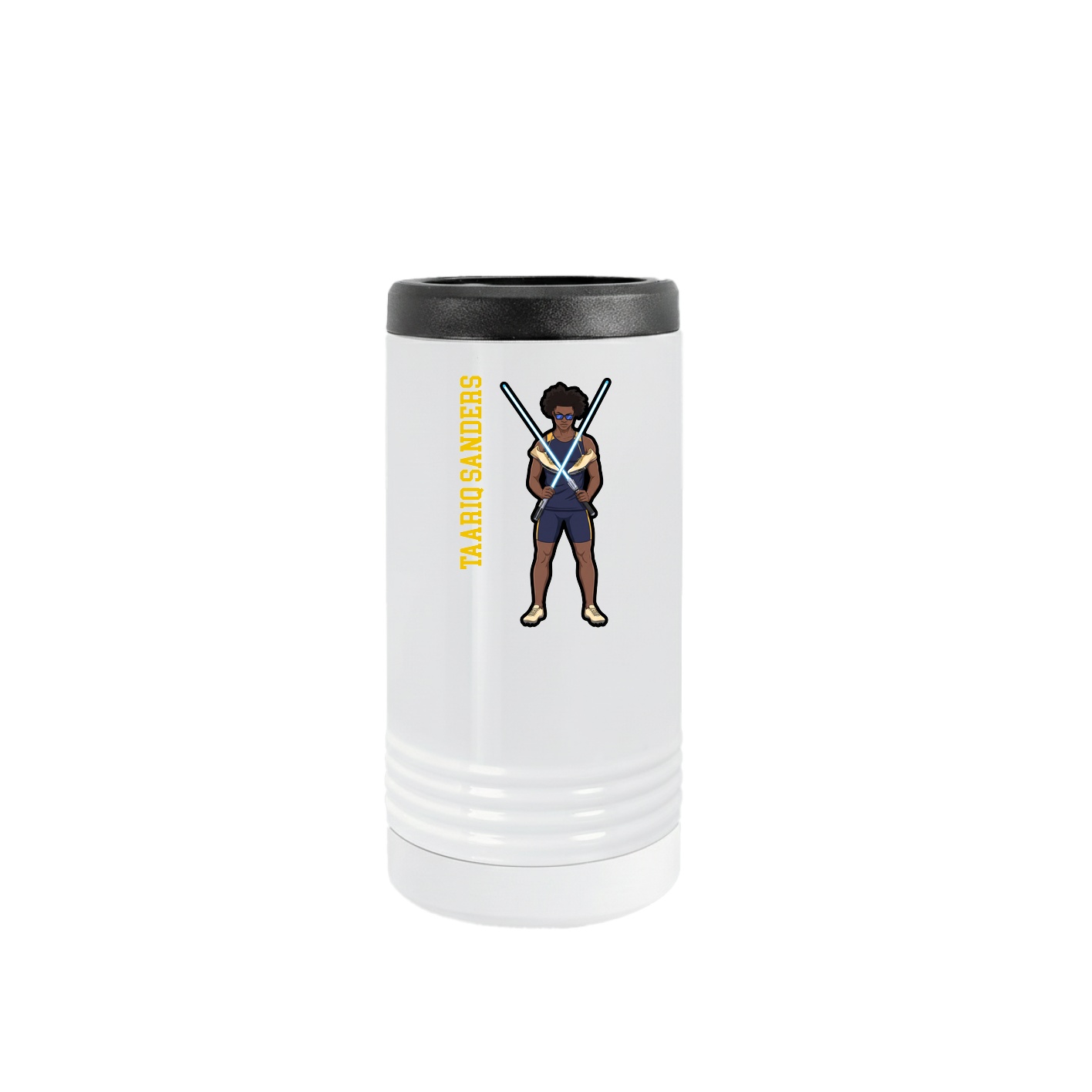 Slim Beverage Holder — Name Vertical in White