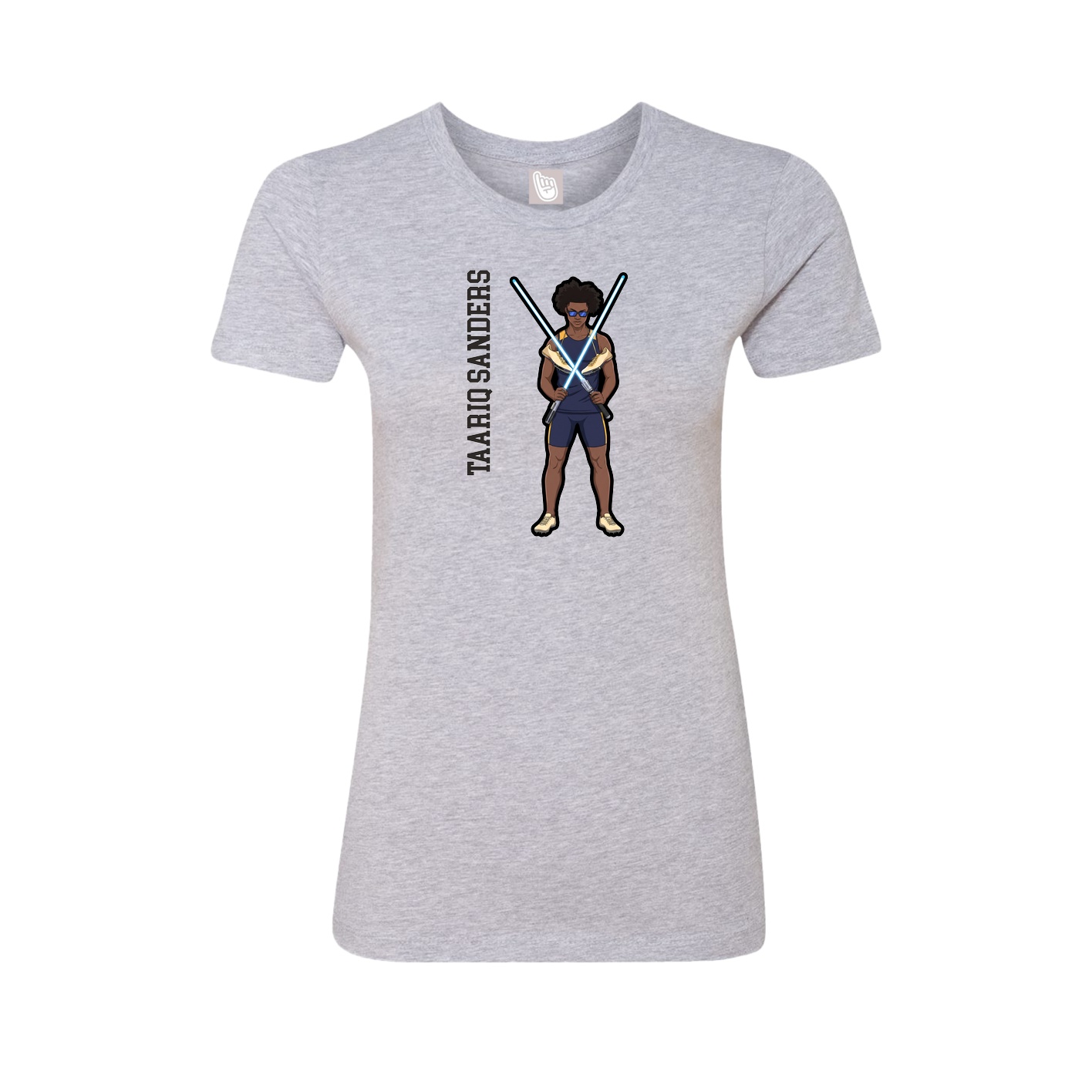 Womens Tee — Name Vertical in Grey