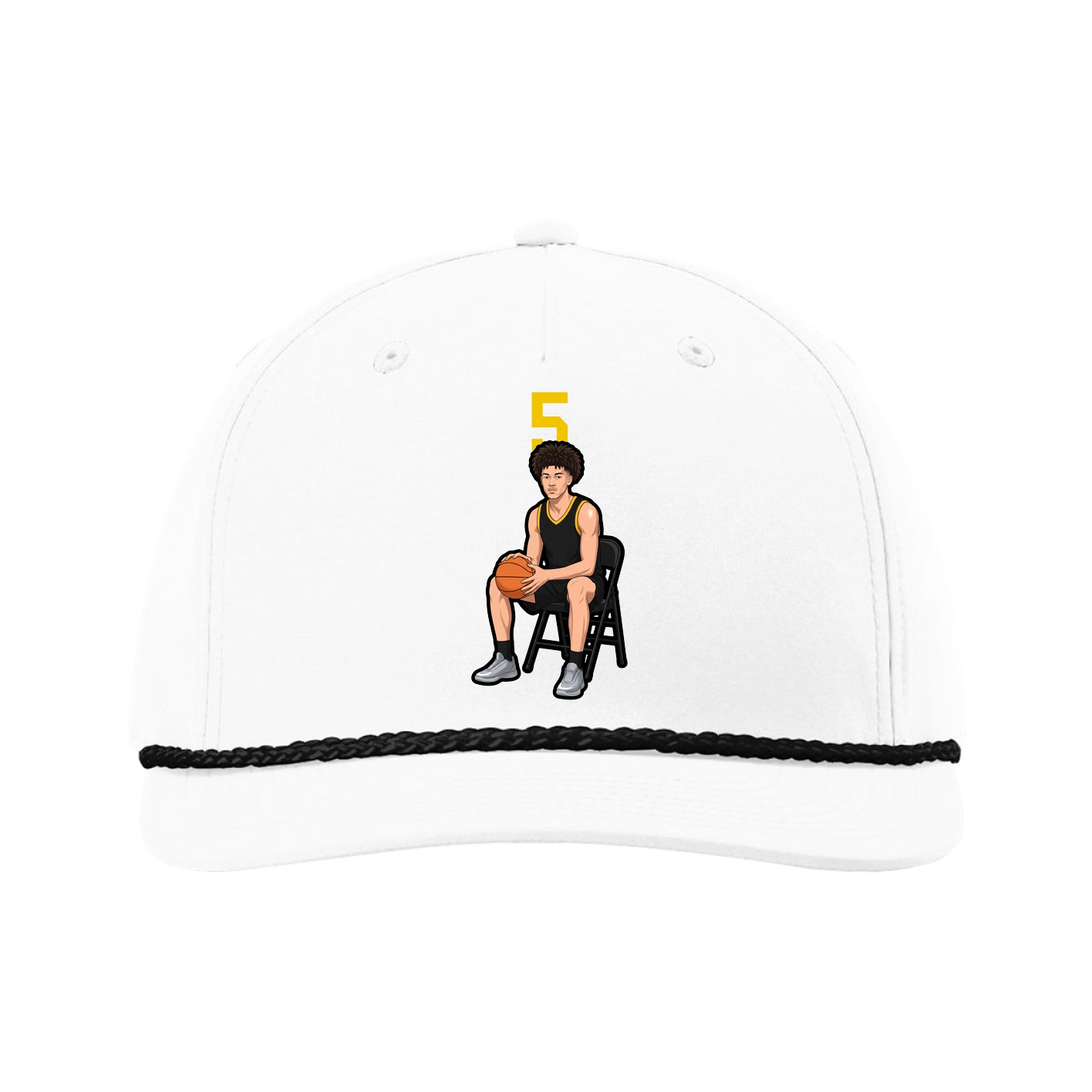 Five-Panel Classic Rope Cap — Number Top in White
