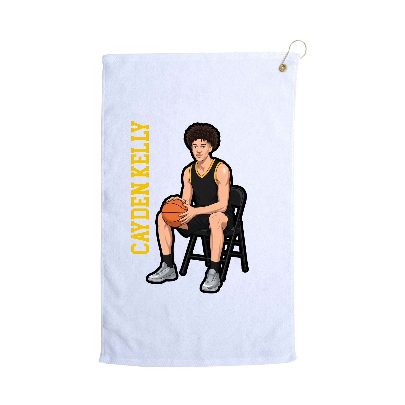 Golf Towel — Name Vertical in White