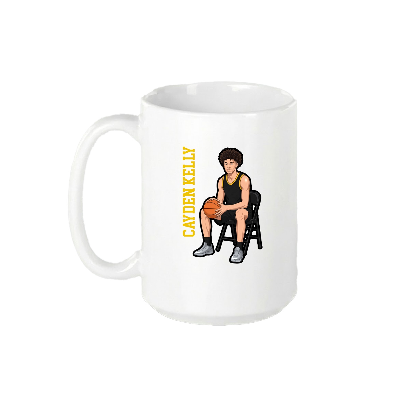15oz Coffee Mug — Name Vertical in White