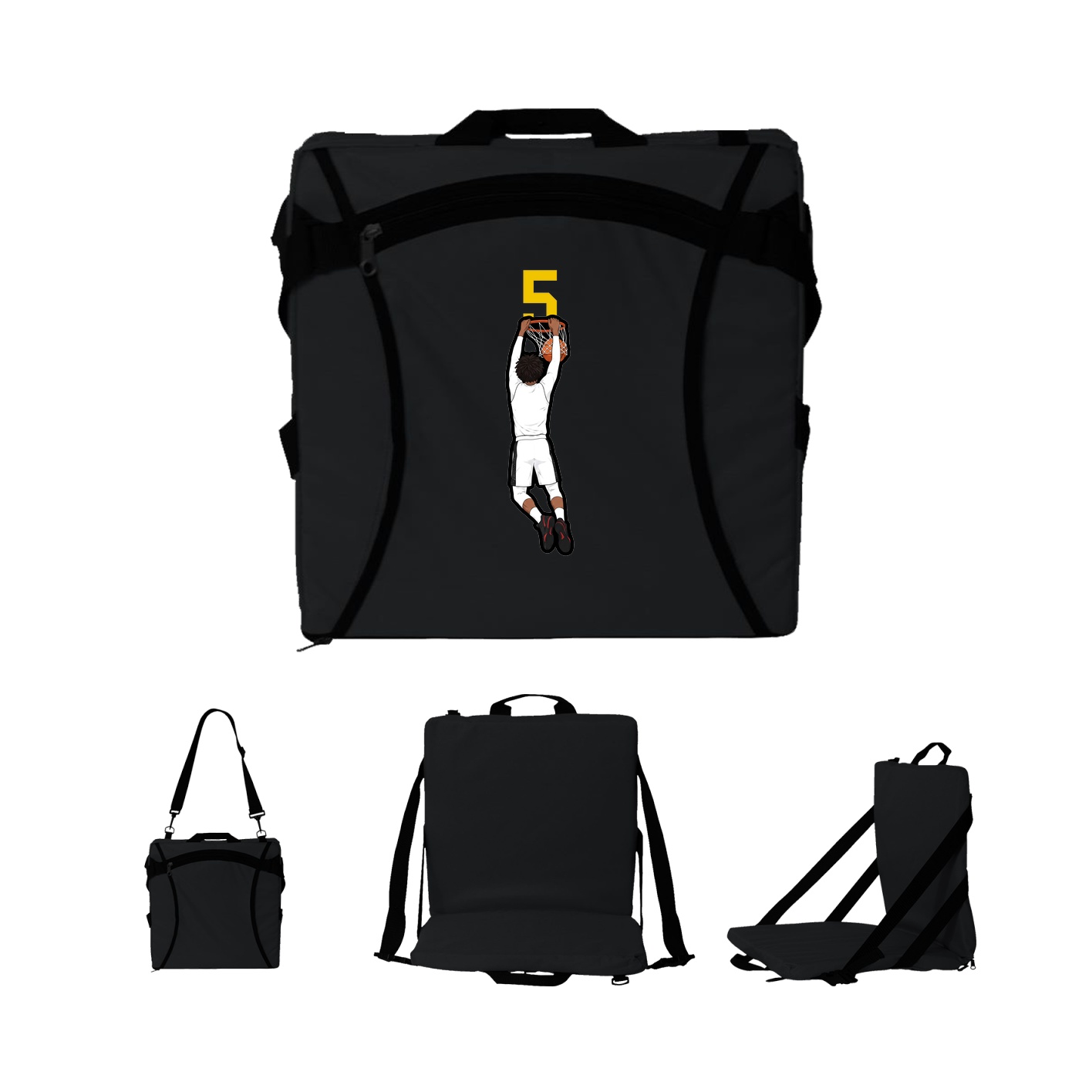 Folding Stadium Seat — Number Top in Black