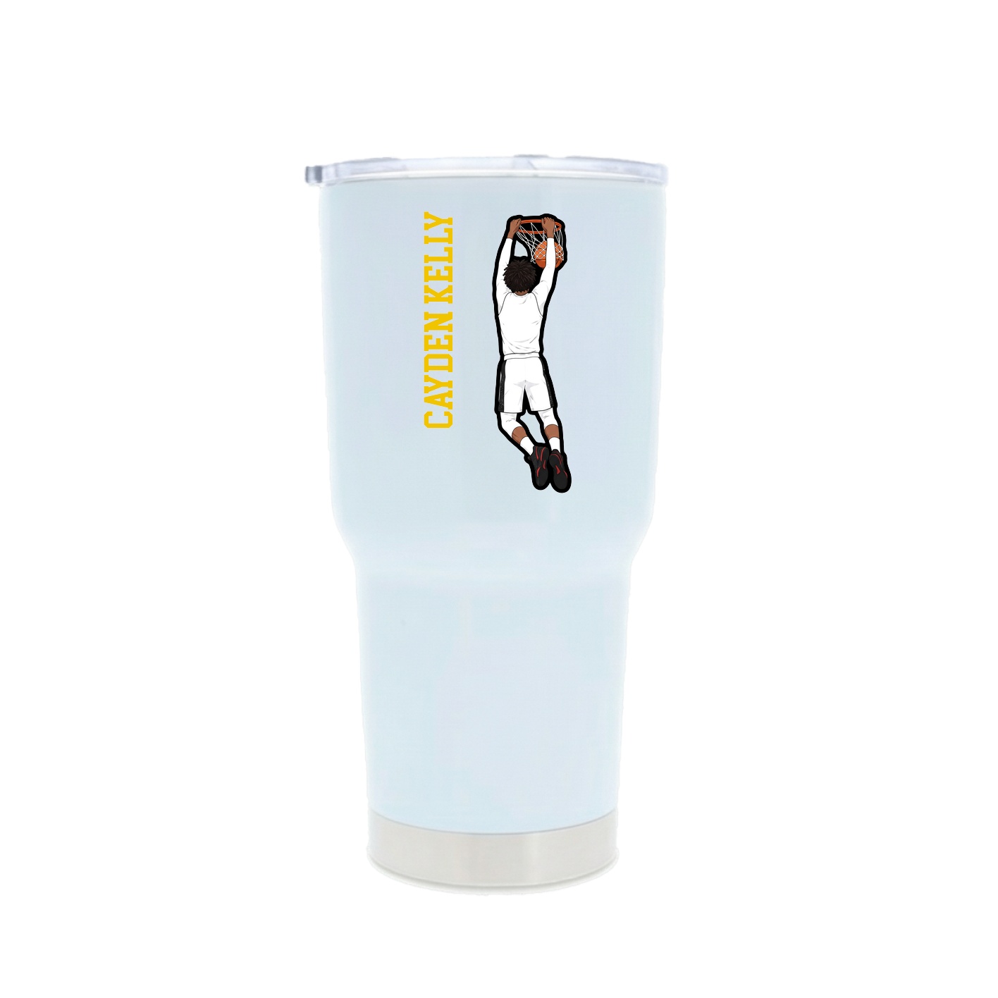 30oz Stainless Steel Tumbler — Name Vertical in White