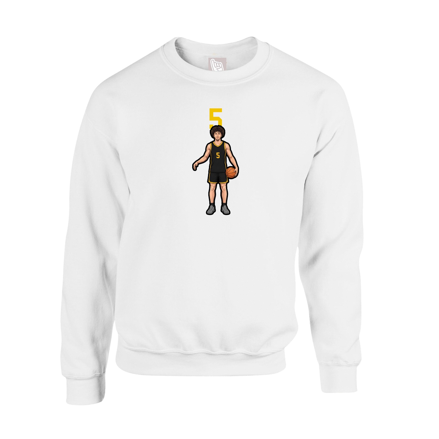Fleece Crew — Number Top in White