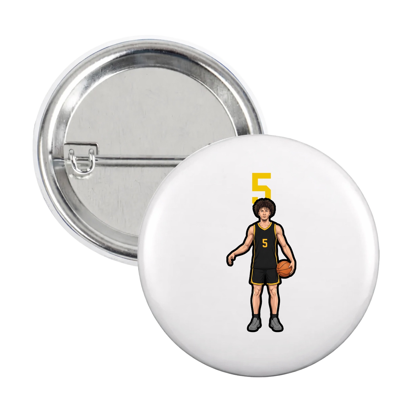 Game Day Button — Number Top in White
