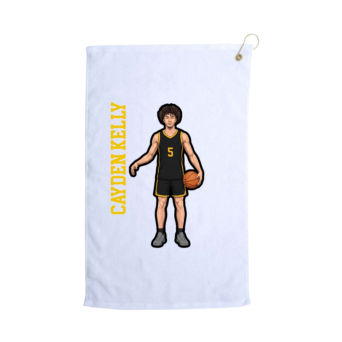 Golf Towel — Name Vertical in White