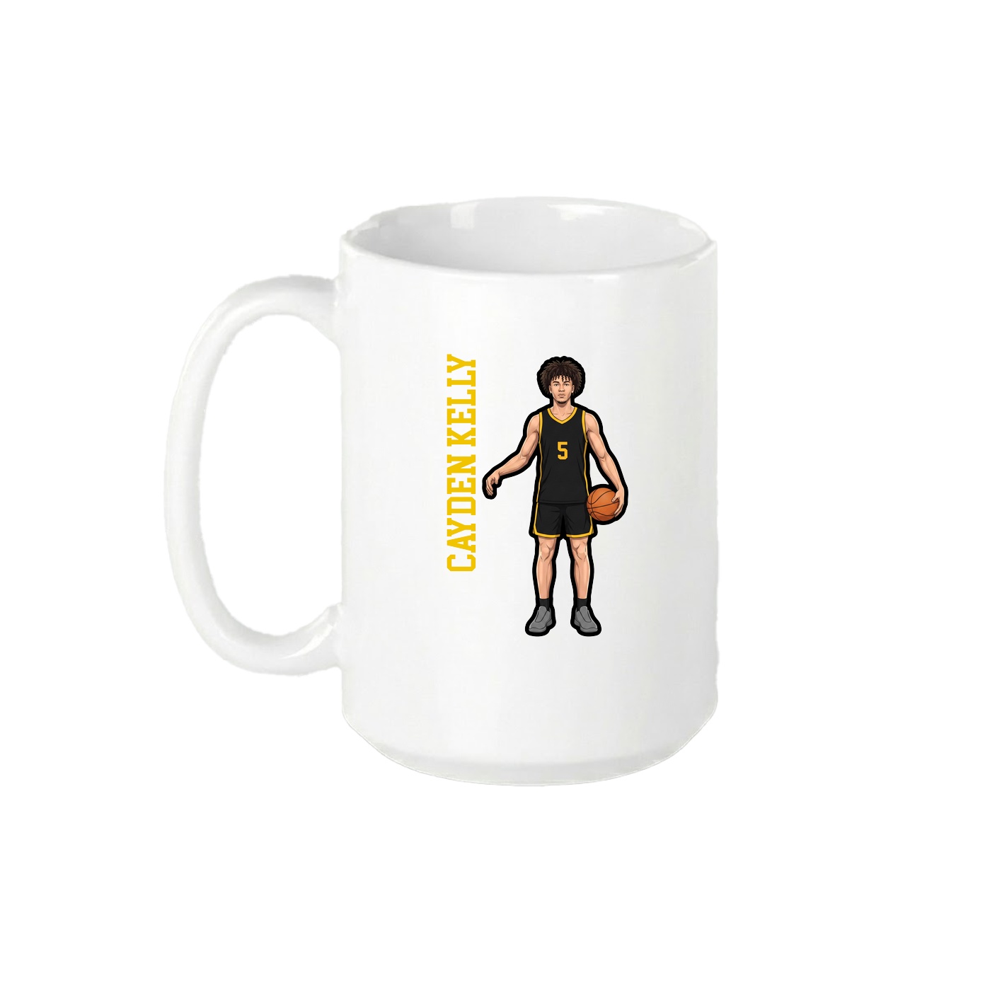 15oz Coffee Mug — Name Vertical in White