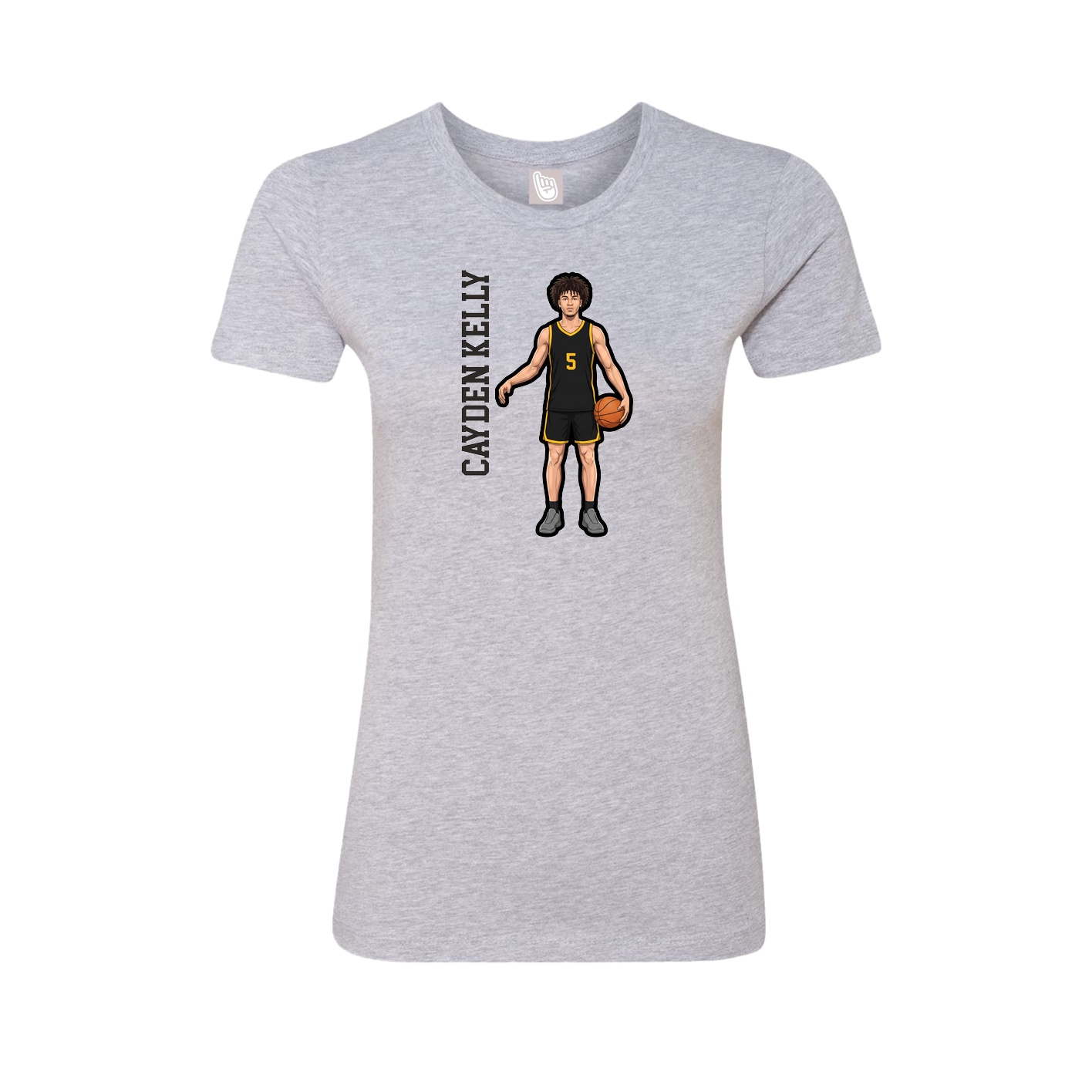 Fitted Women's Tee — Name Vertical in Grey