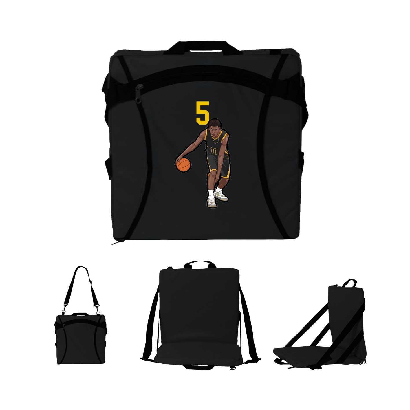 Folding Stadium Seat — Number Top in Black