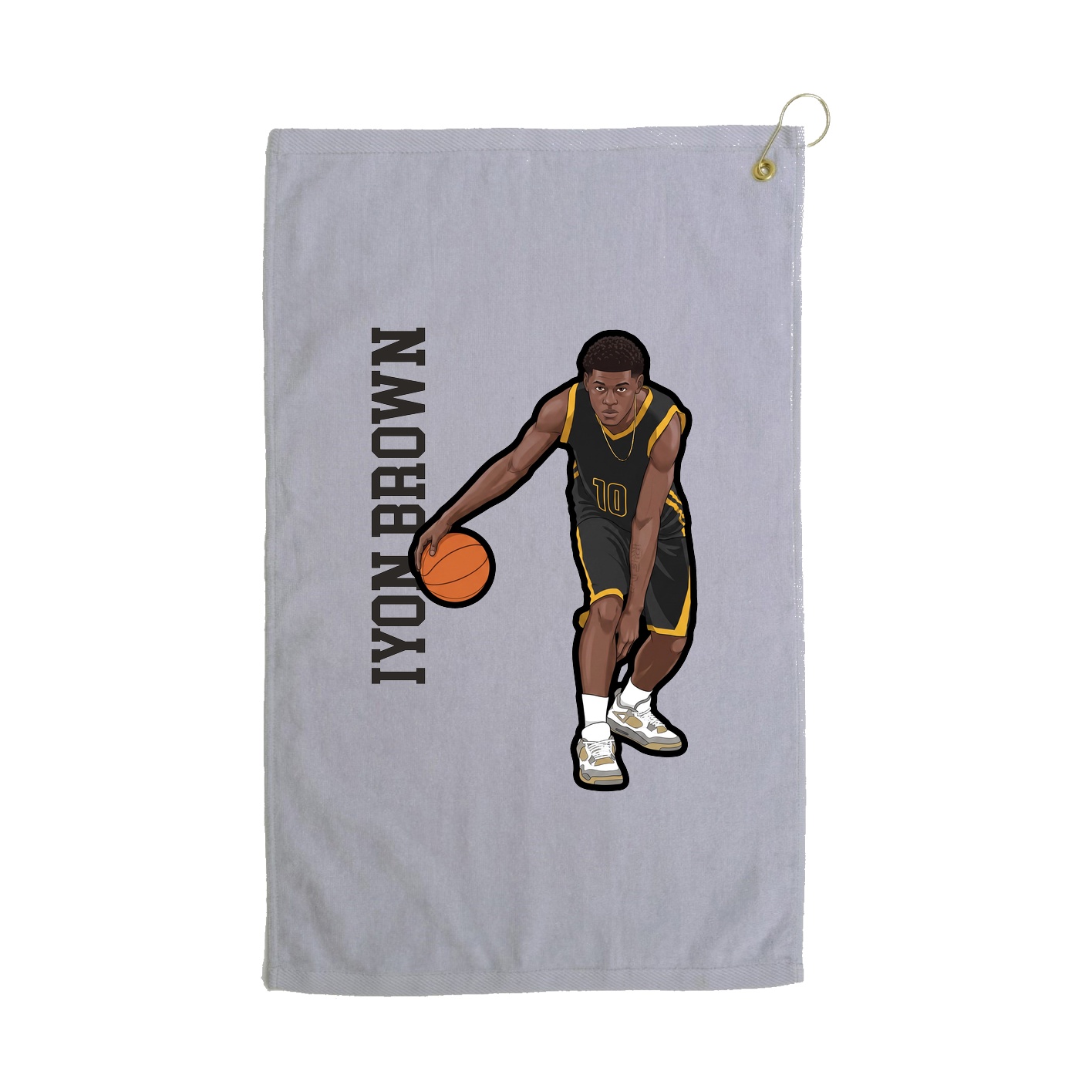 Golf Towel — Name Vertical in Grey