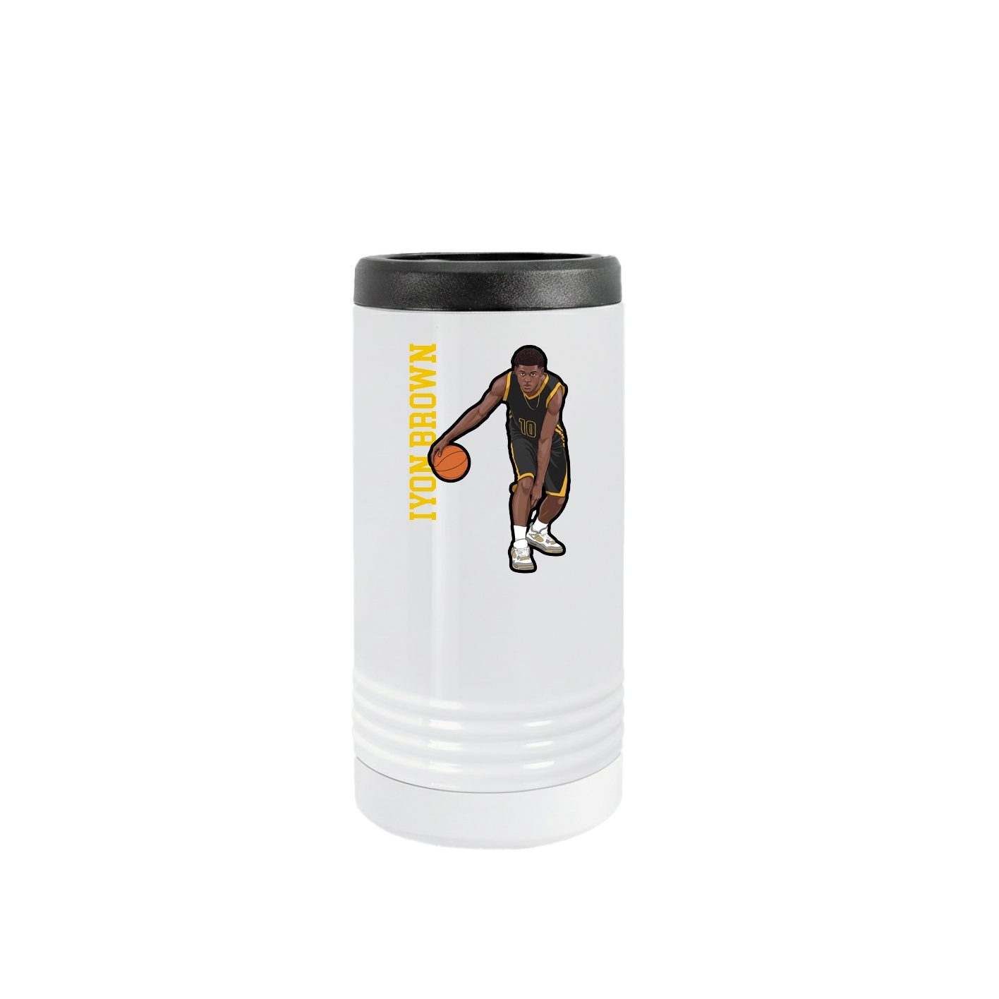 Slim Beverage Holder — Name Vertical in White
