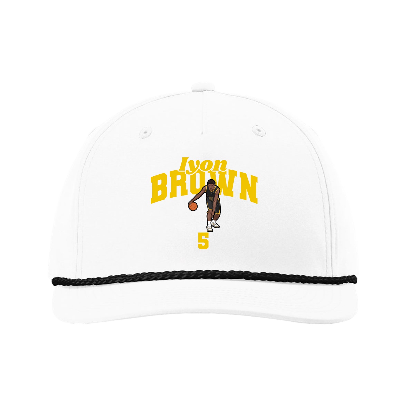 Five-Panel Classic Rope Cap — Signature Arch in White