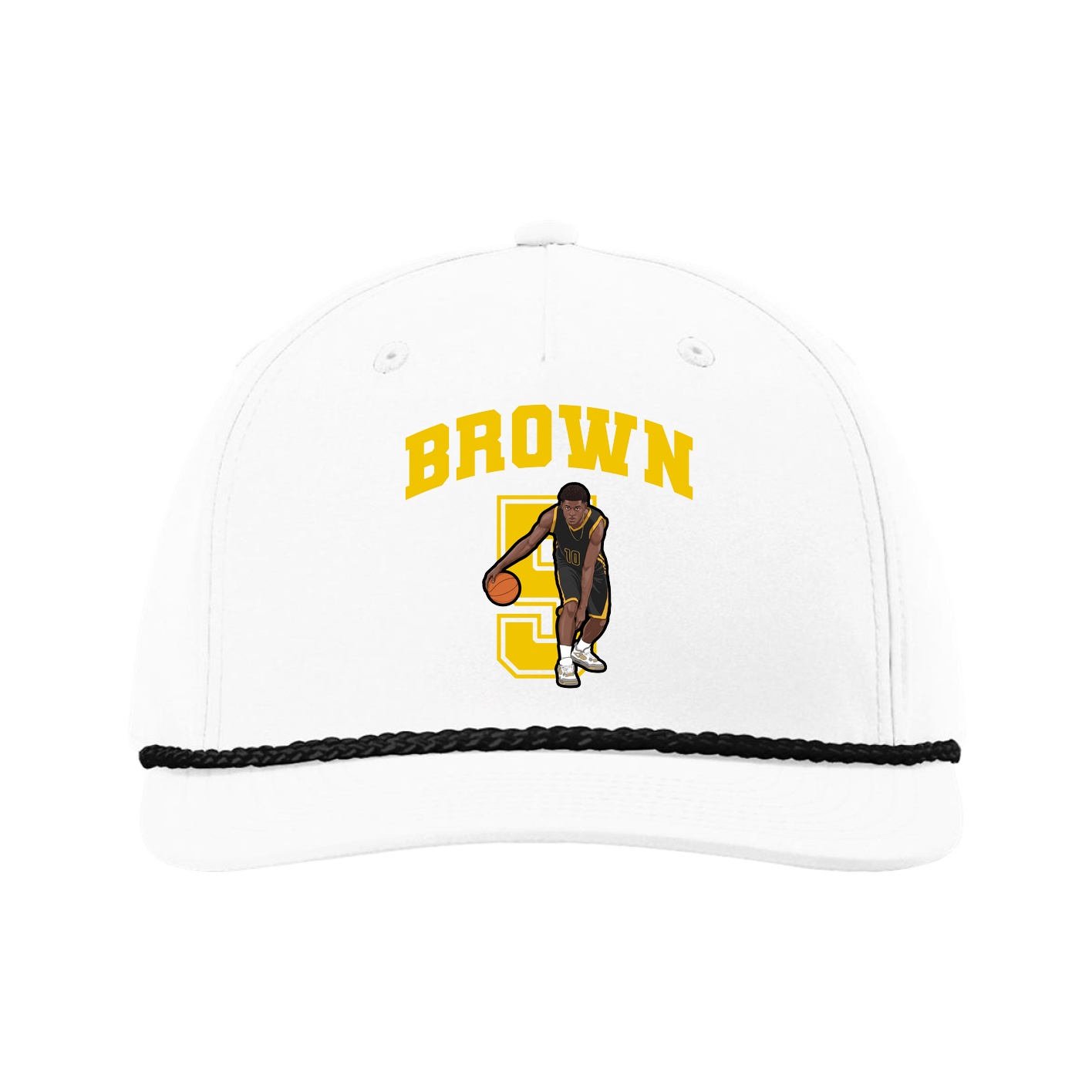 Five-Panel Classic Rope Cap — Number in White