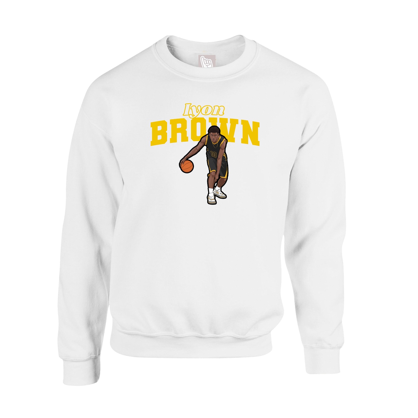 Fleece Crew — Name Arch in White