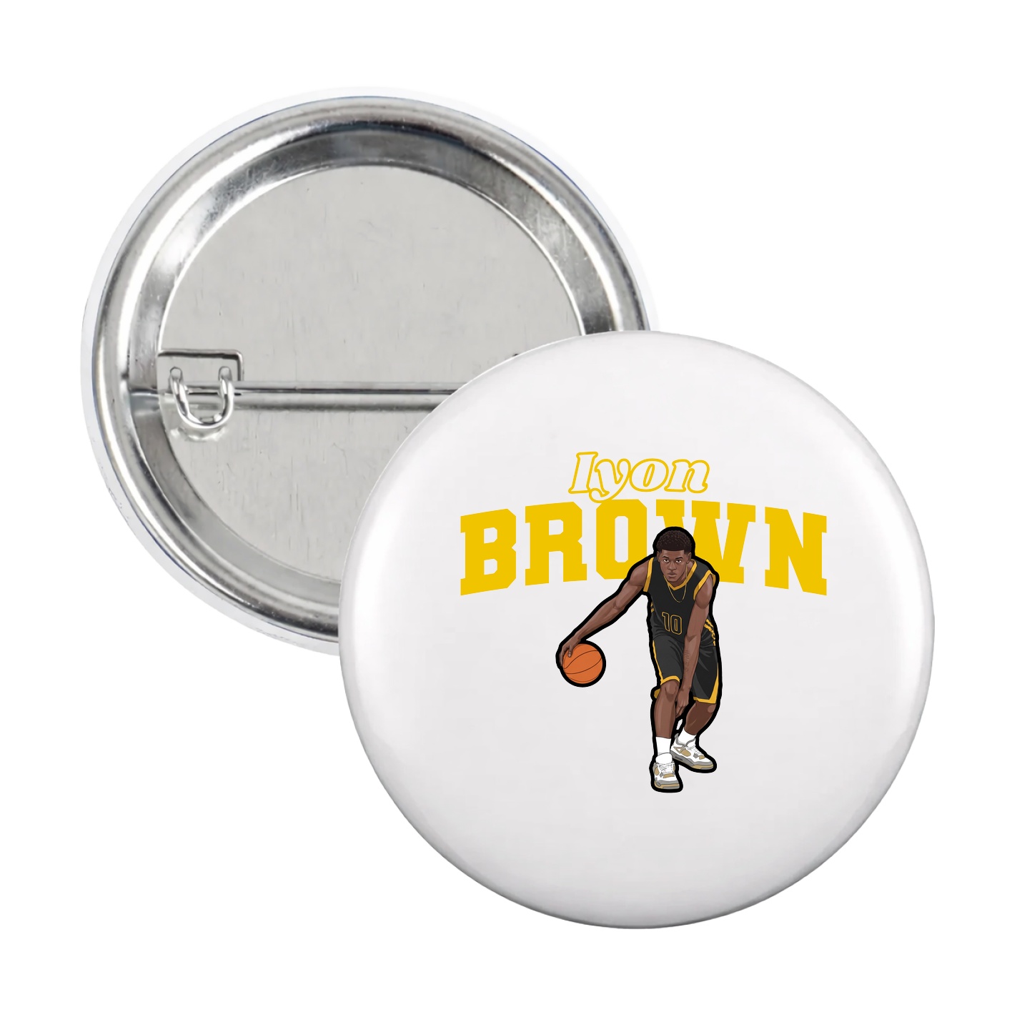 Game Day Button — Name Arch in White
