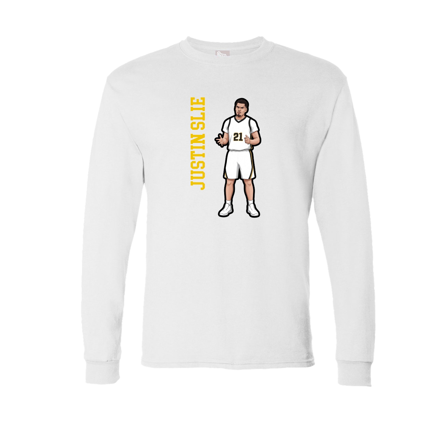 Long Sleeve Tee — Name Vertical in White