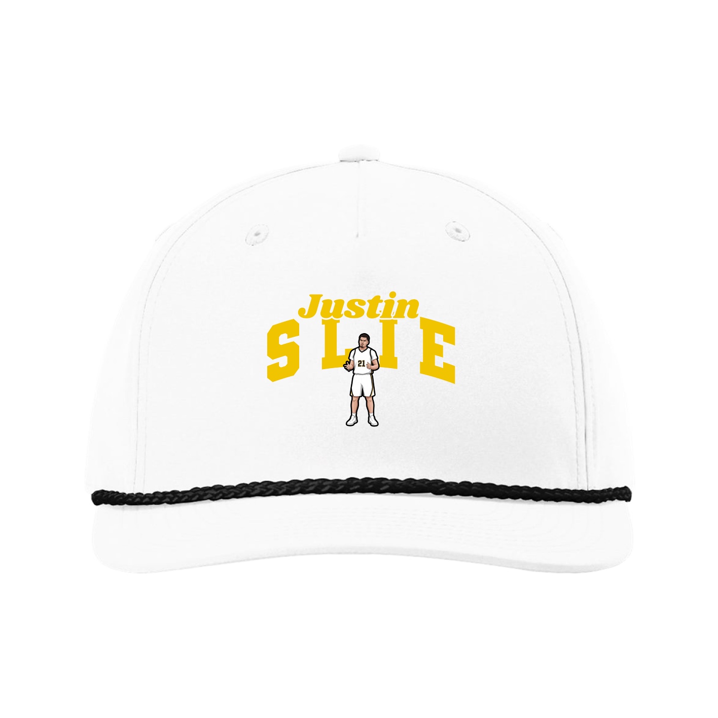 Five-Panel Classic Rope Cap — Signature Arch in White