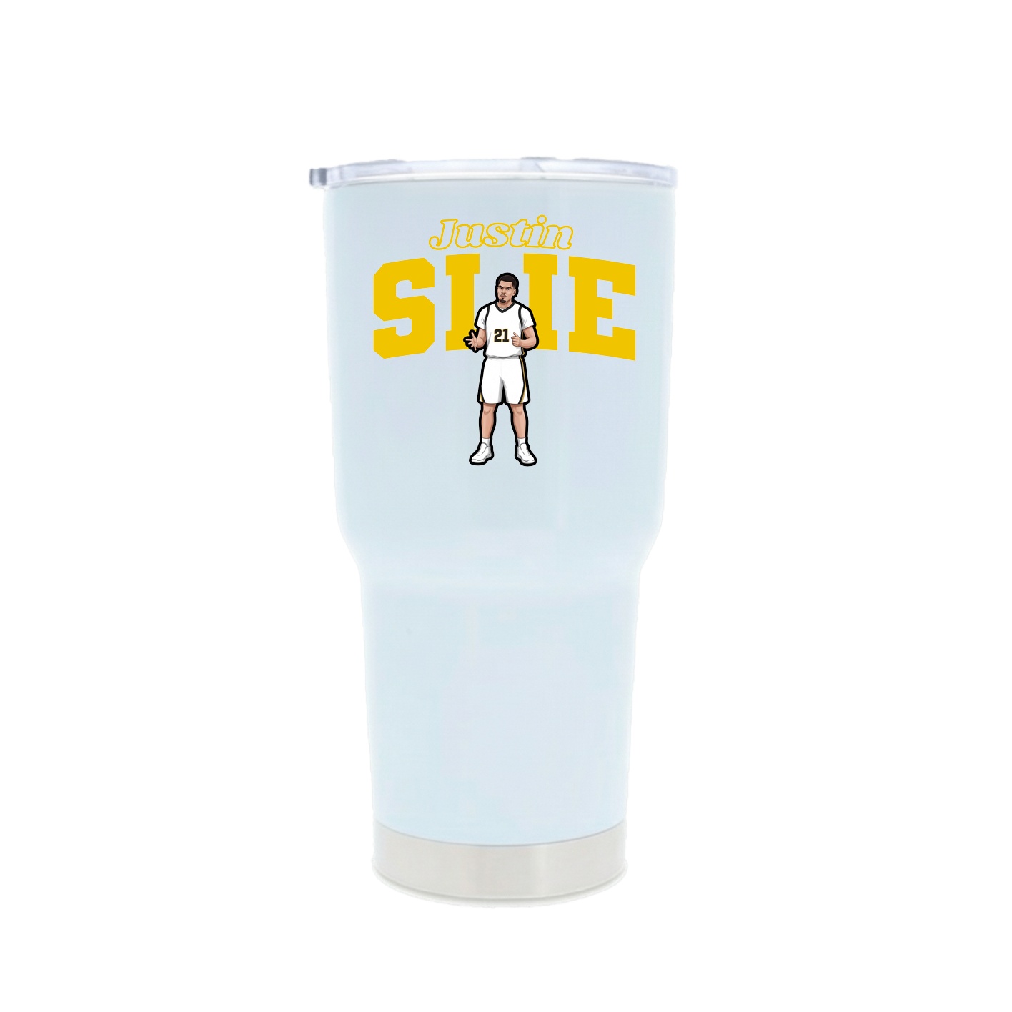 30oz Stainless Steel Tumbler — Name Arch in White