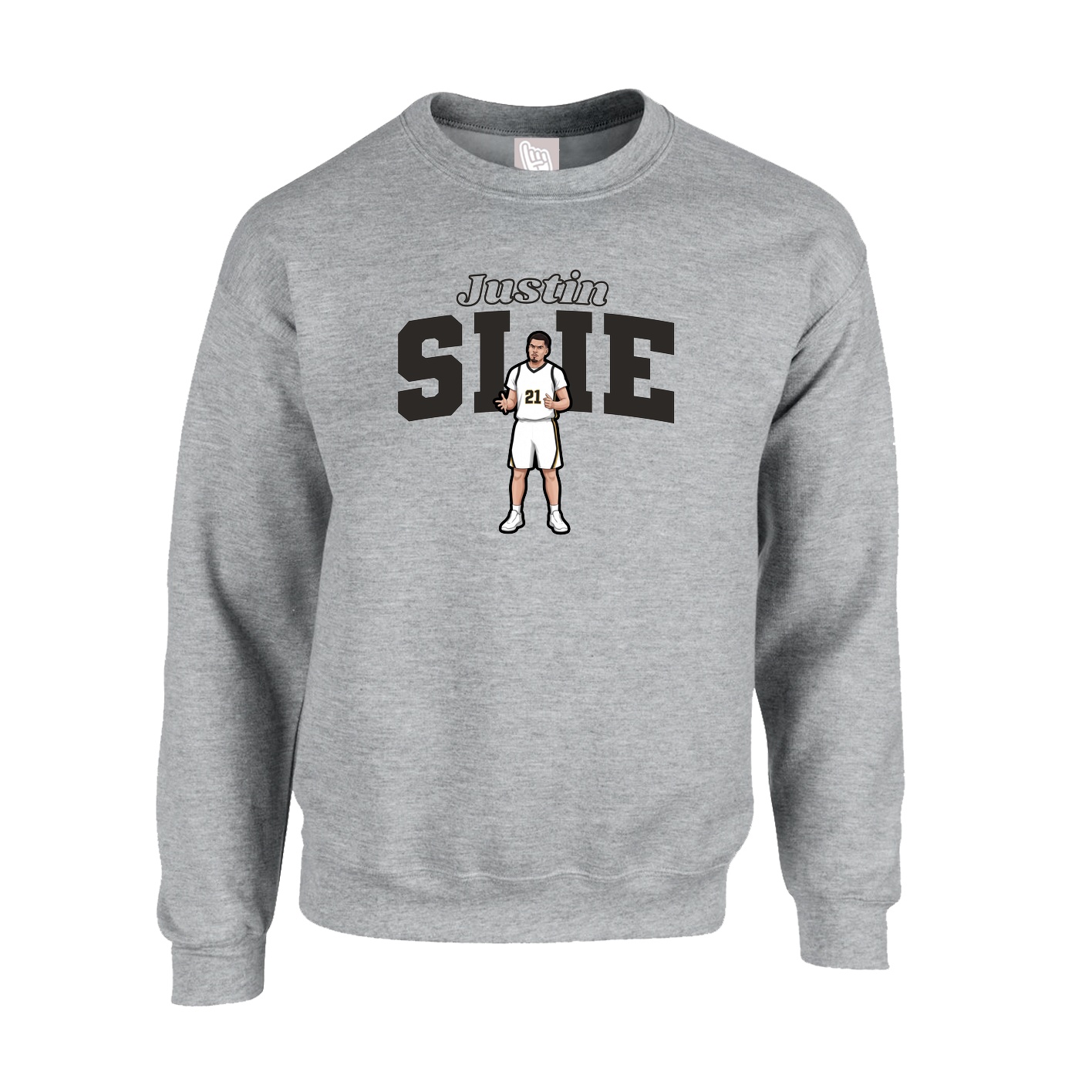 Fleece Crew — Name Arch in Grey