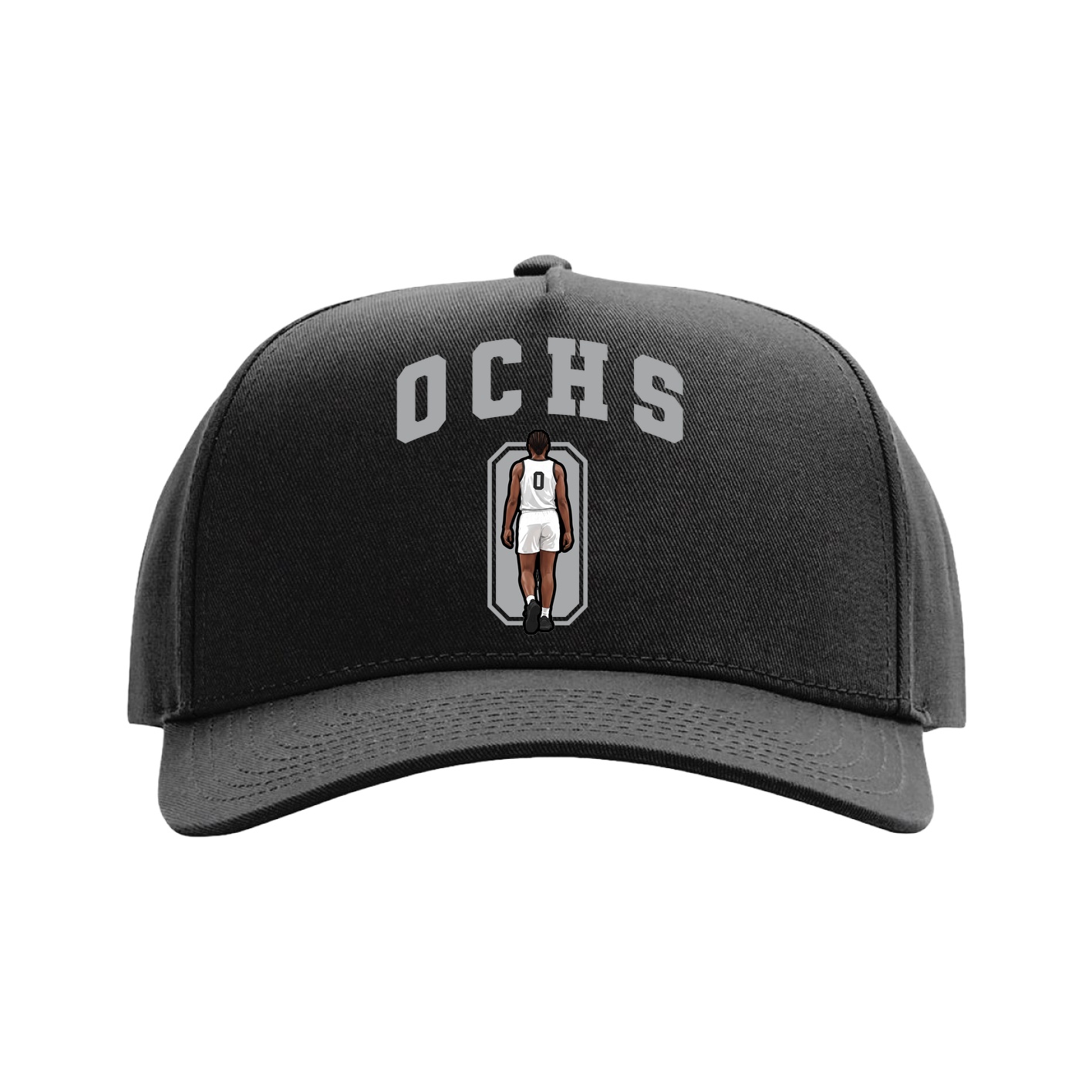 Full Fabric Five-Panel Champ Cap — Number in Black
