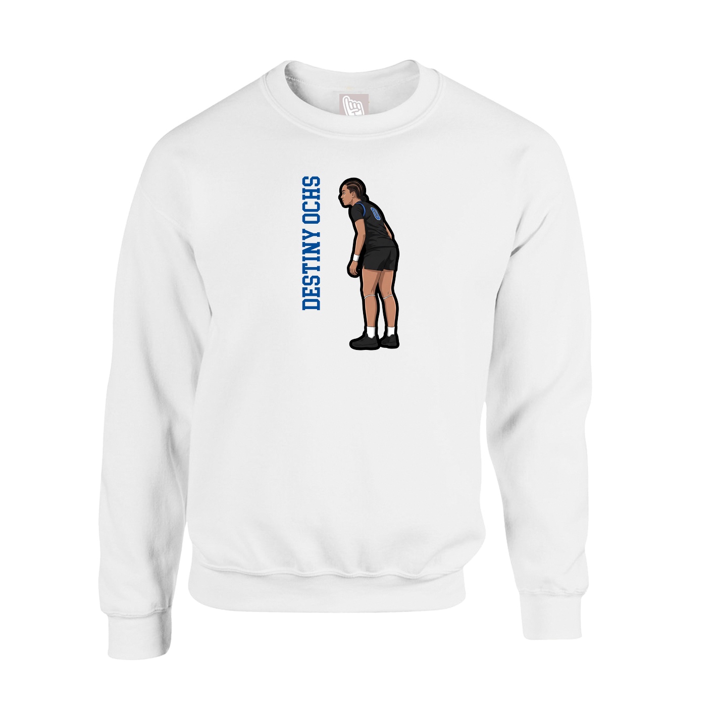 Fleece Crew — Name Vertical in White