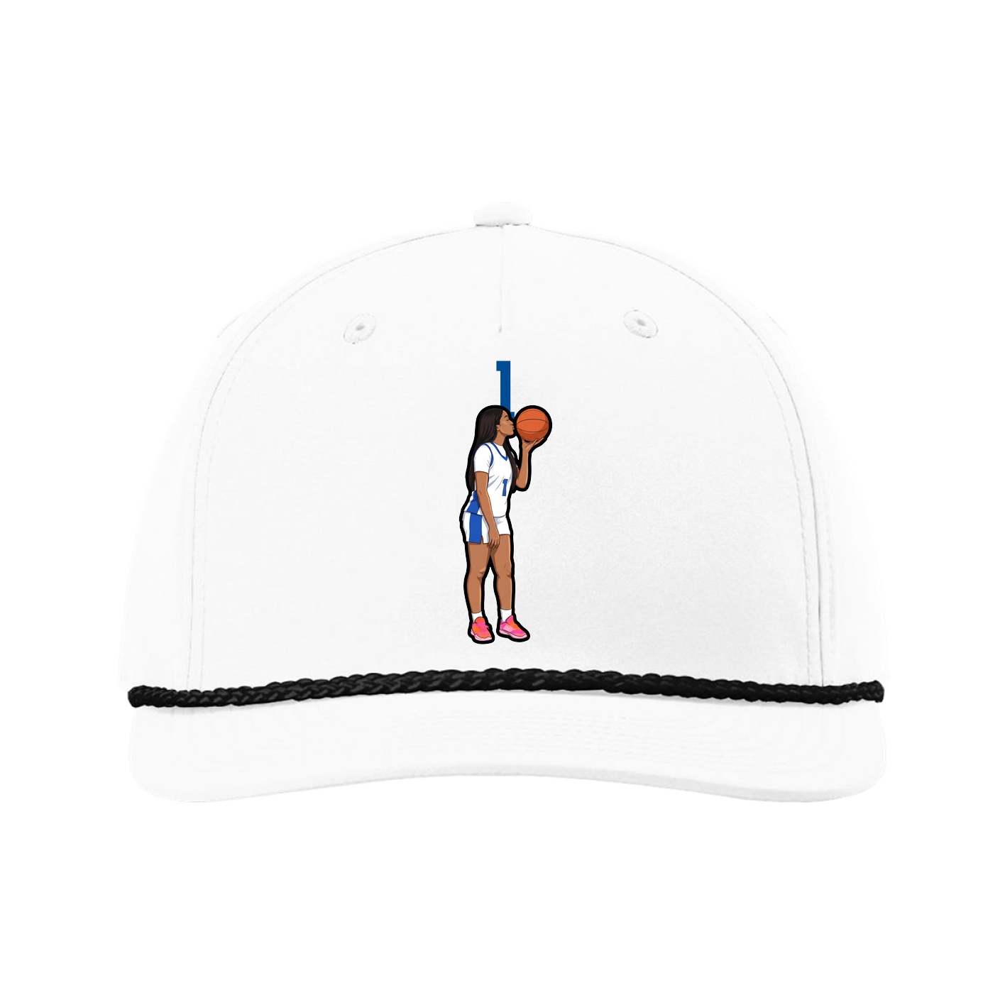Five-Panel Classic Rope Cap — Number Top in White