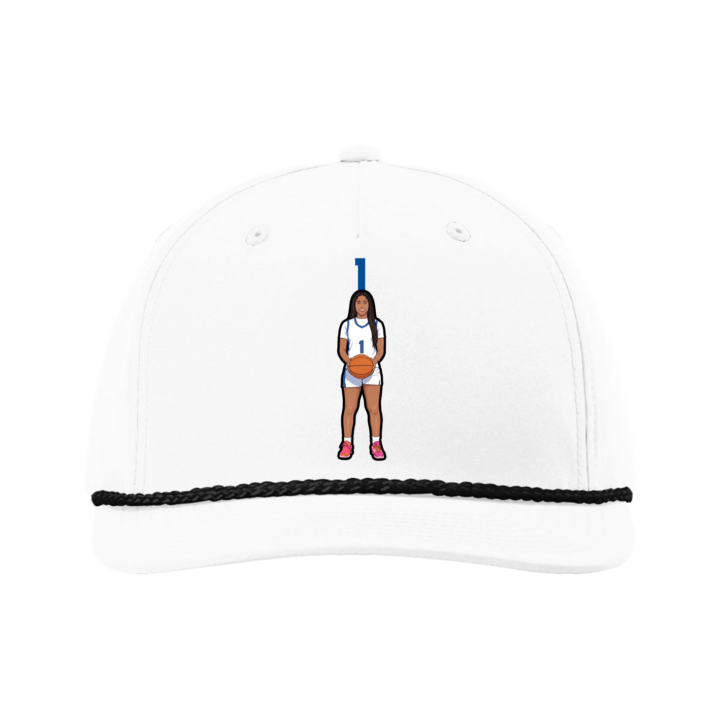 Five-Panel Classic Rope Cap — Number Top in White