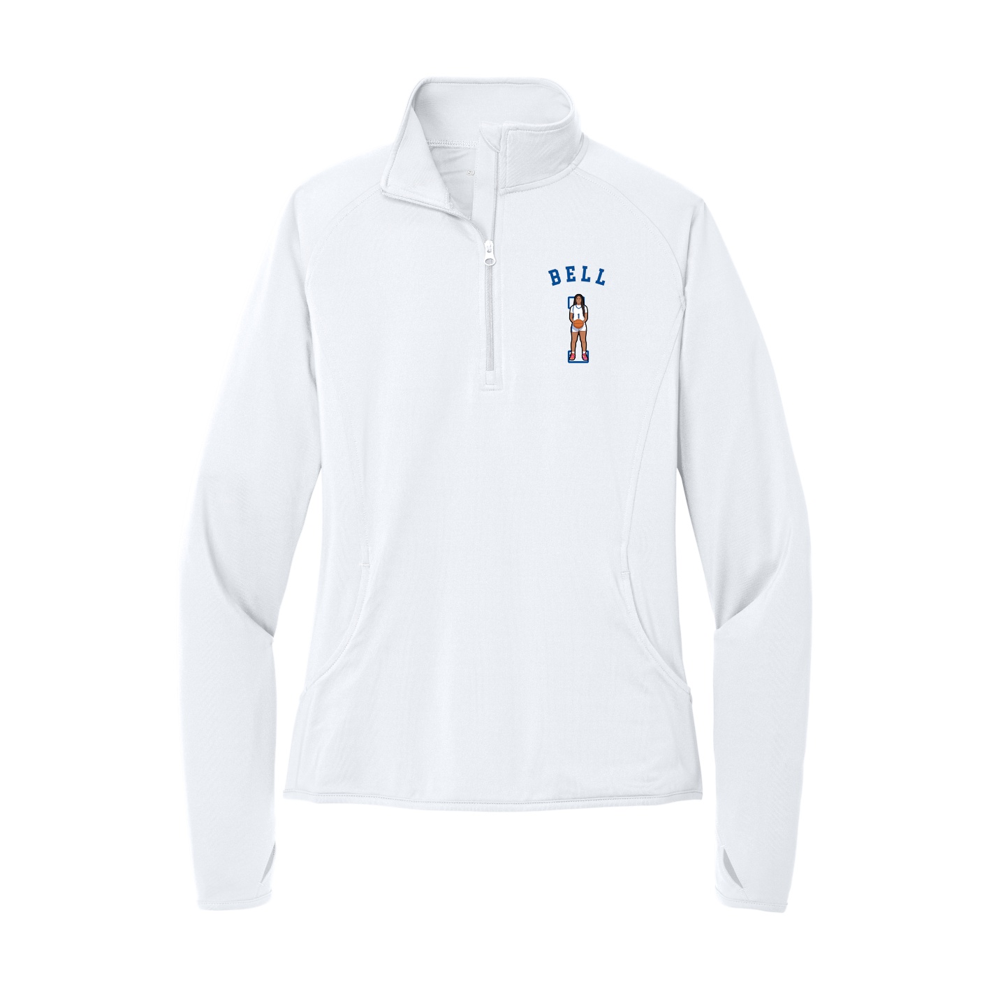 Women's Q-Zip Pullover — Shirsey Arch in White