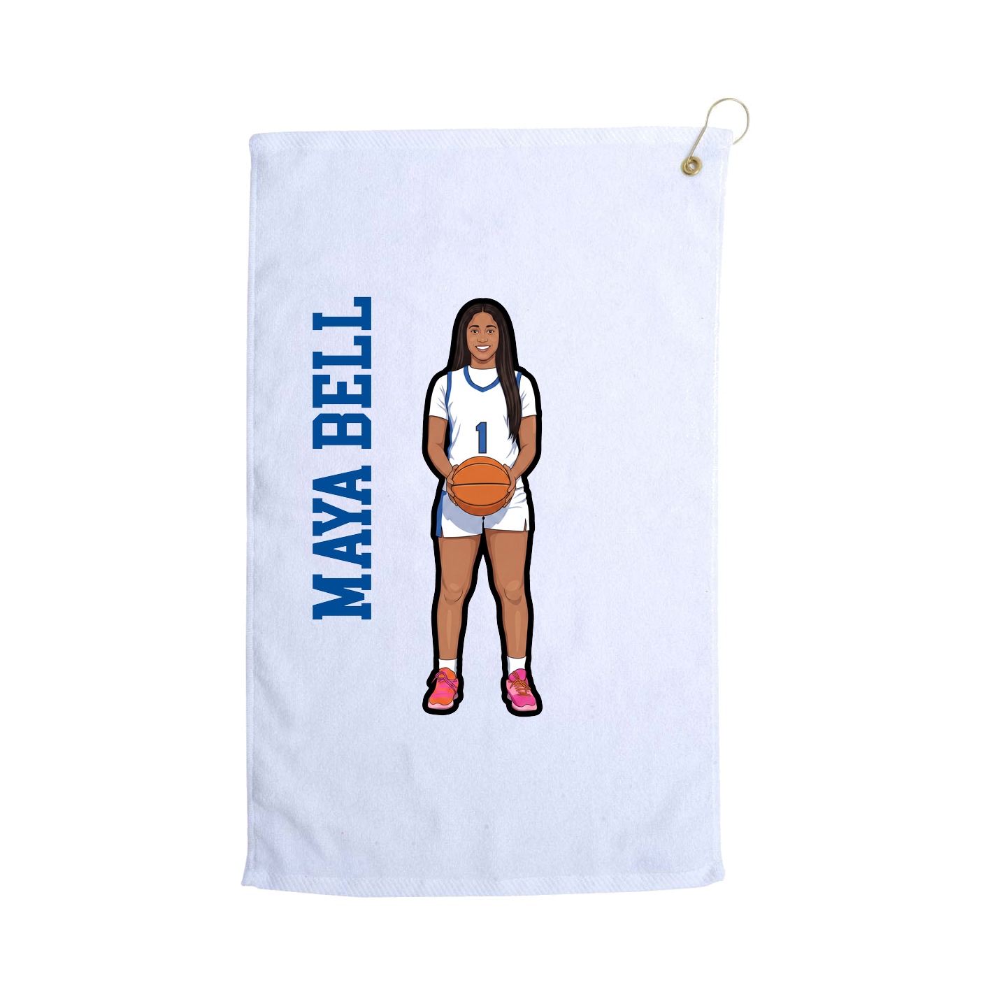Golf Towel — Name Vertical in White