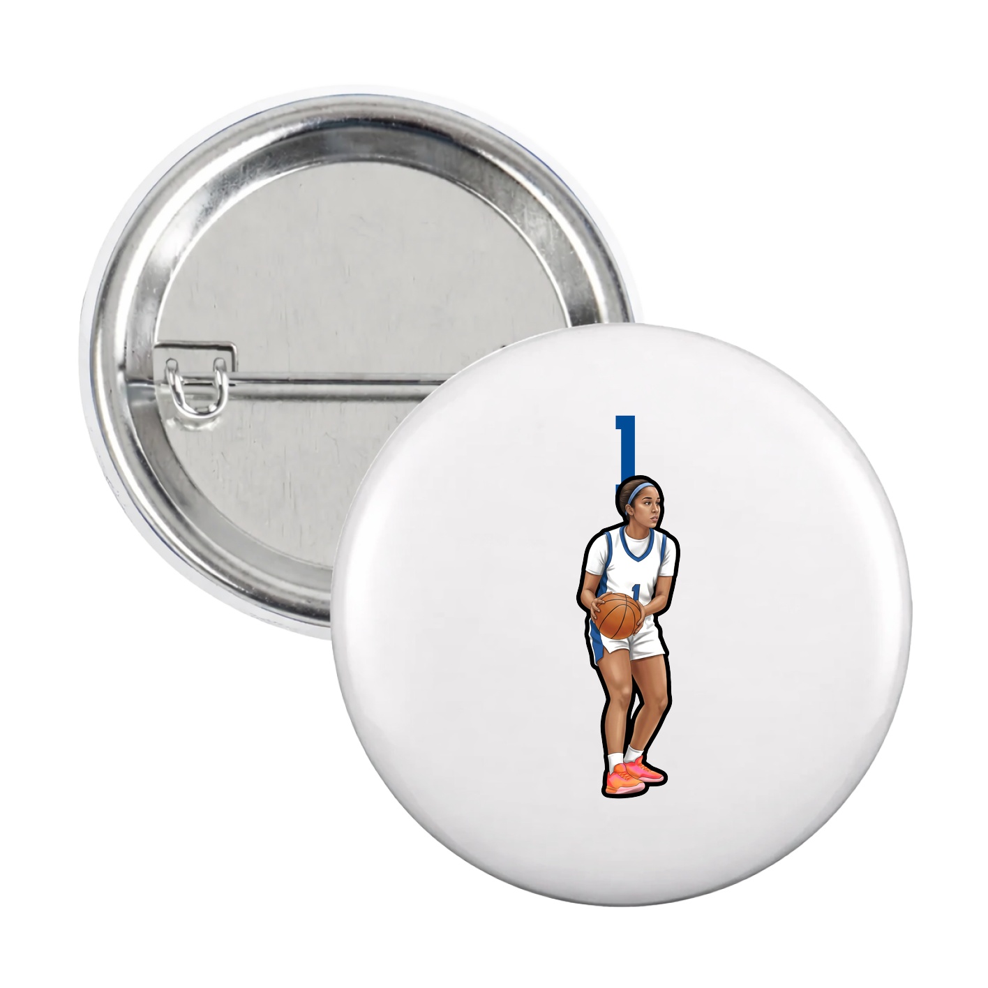 Game Day Button — Number Top in White